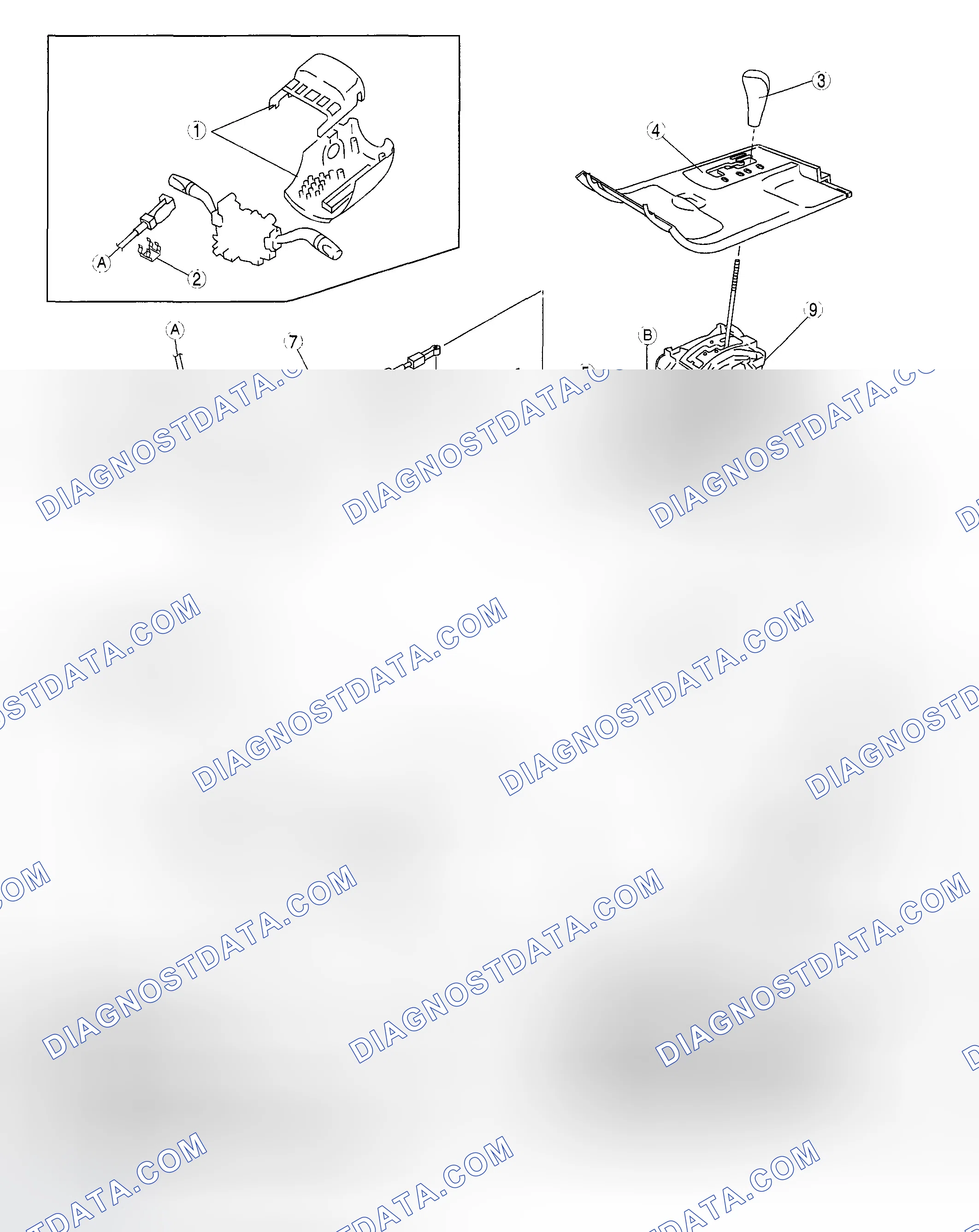 Scheme 823: SELECTOR LEVER COMPONENT REMOVAL/INSTALLATION