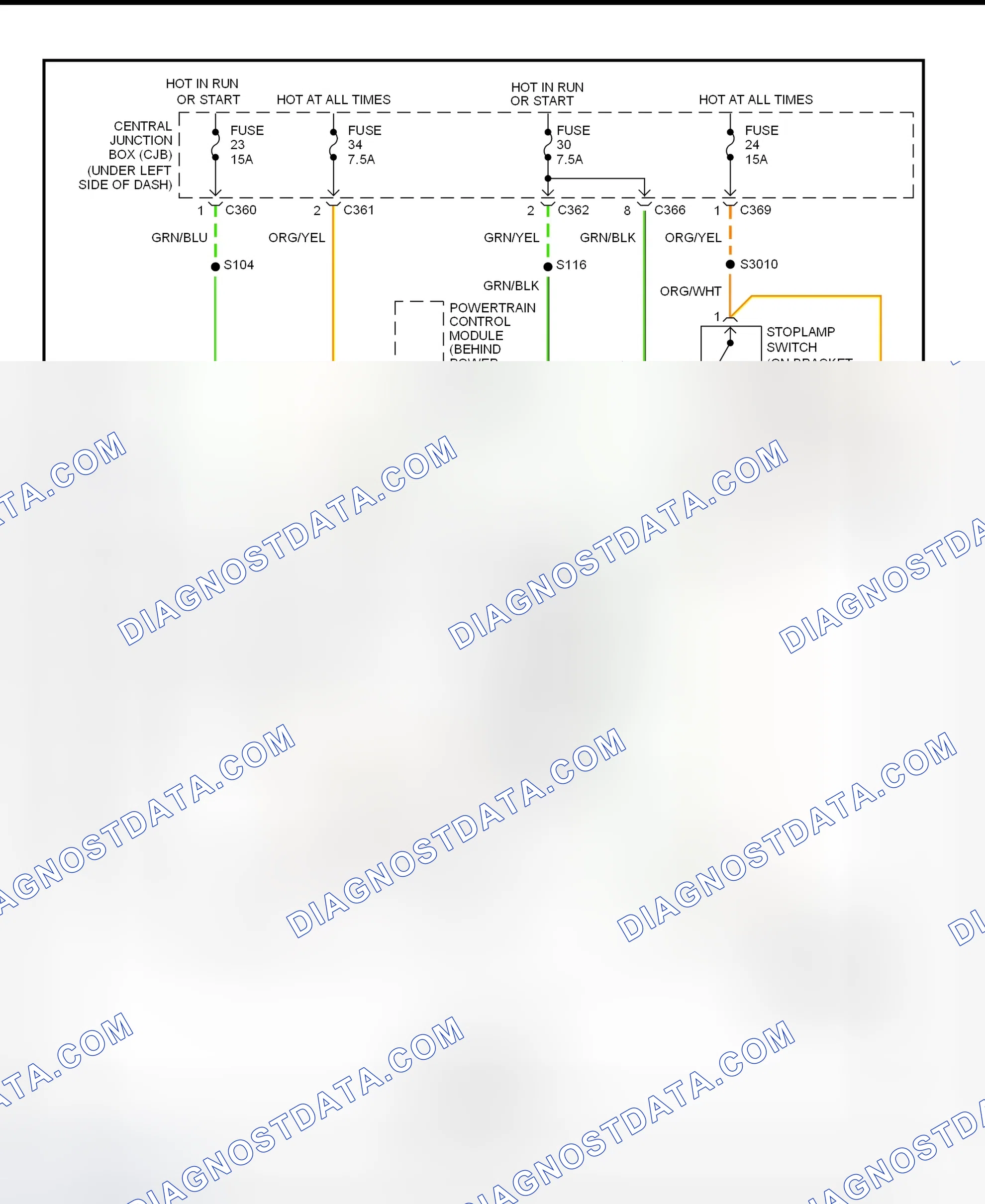 Fig. 13: Shift Interlock System Wiring Diagram (Contour & Mystique)