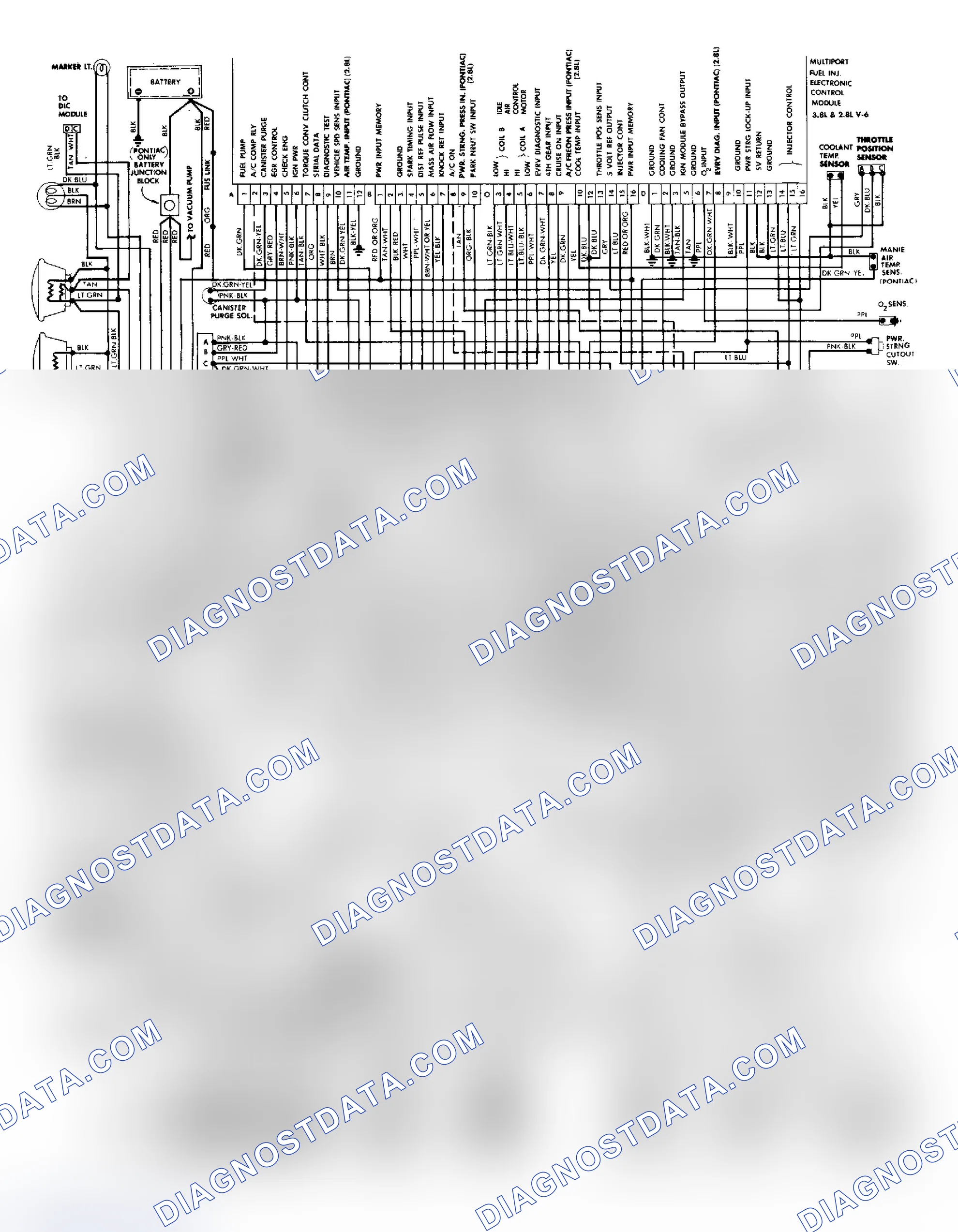 Scheme 37: Wiring Diagram for 2.8L V6 Fuel Injection System (All Except Fiero Models)