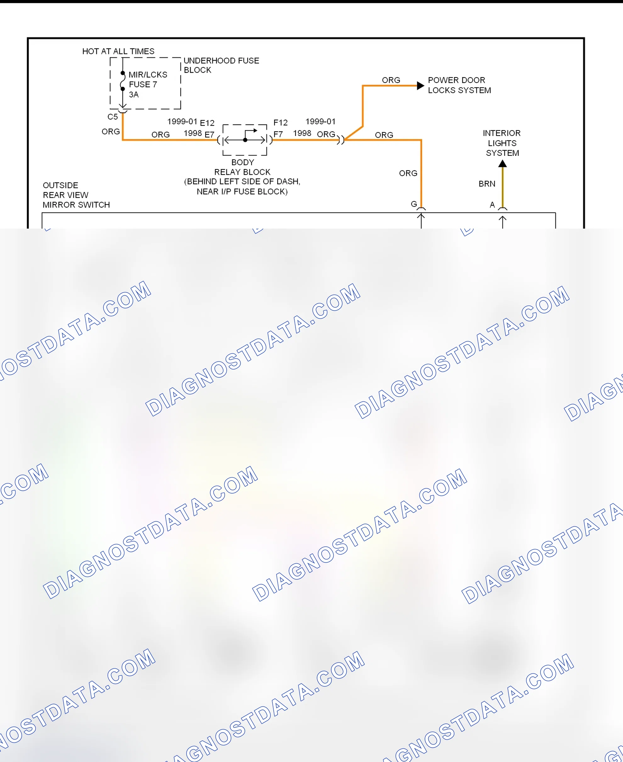 Fig. 8: Power Mirror System Wiring Diagram (Blazer, Bravada, Envoy, Jimmy, Sonoma & S10 Pickup)