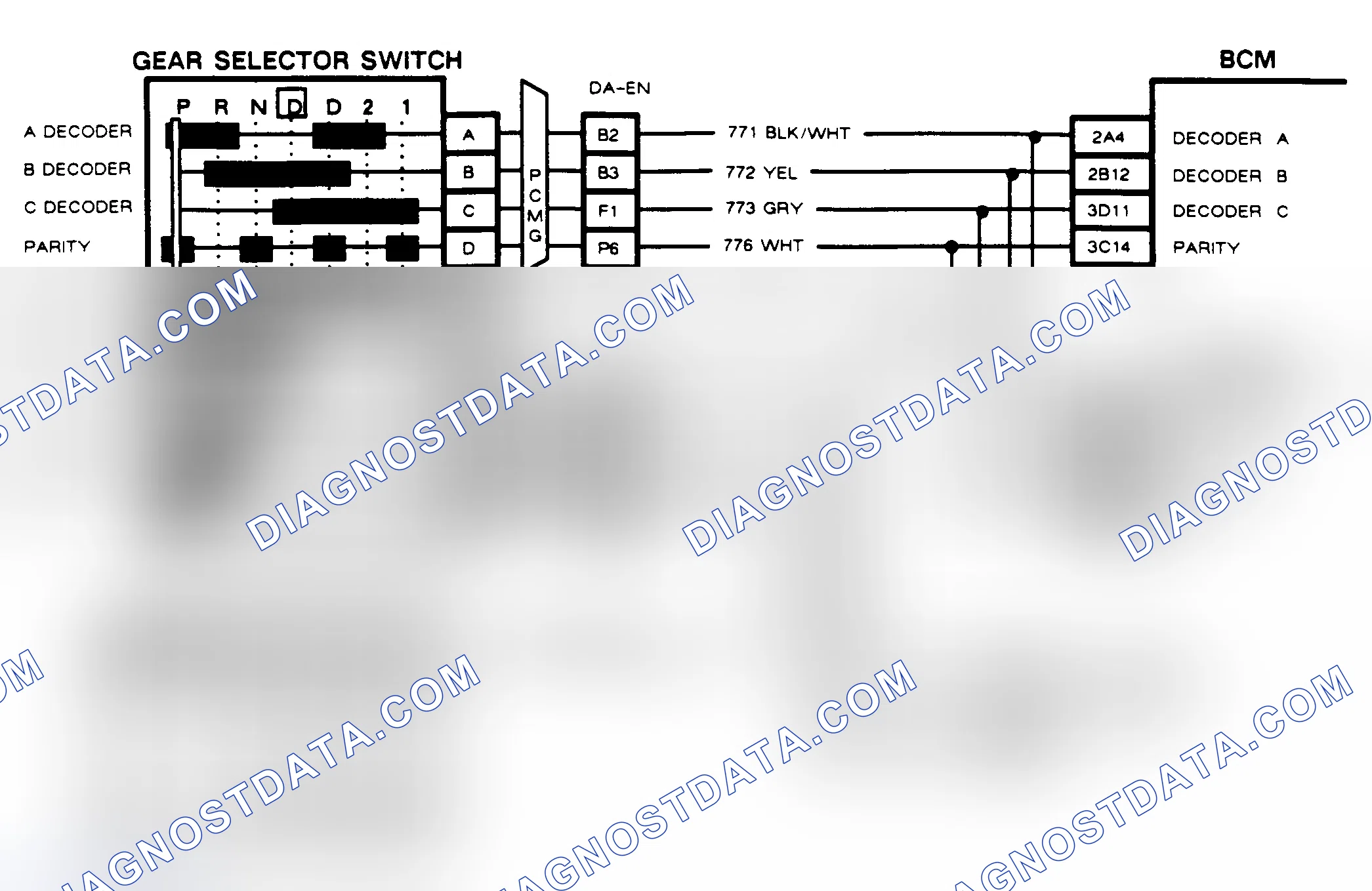 Scheme 53: CODE B127, GEAR SELECTOR SWITCH CIRCUIT