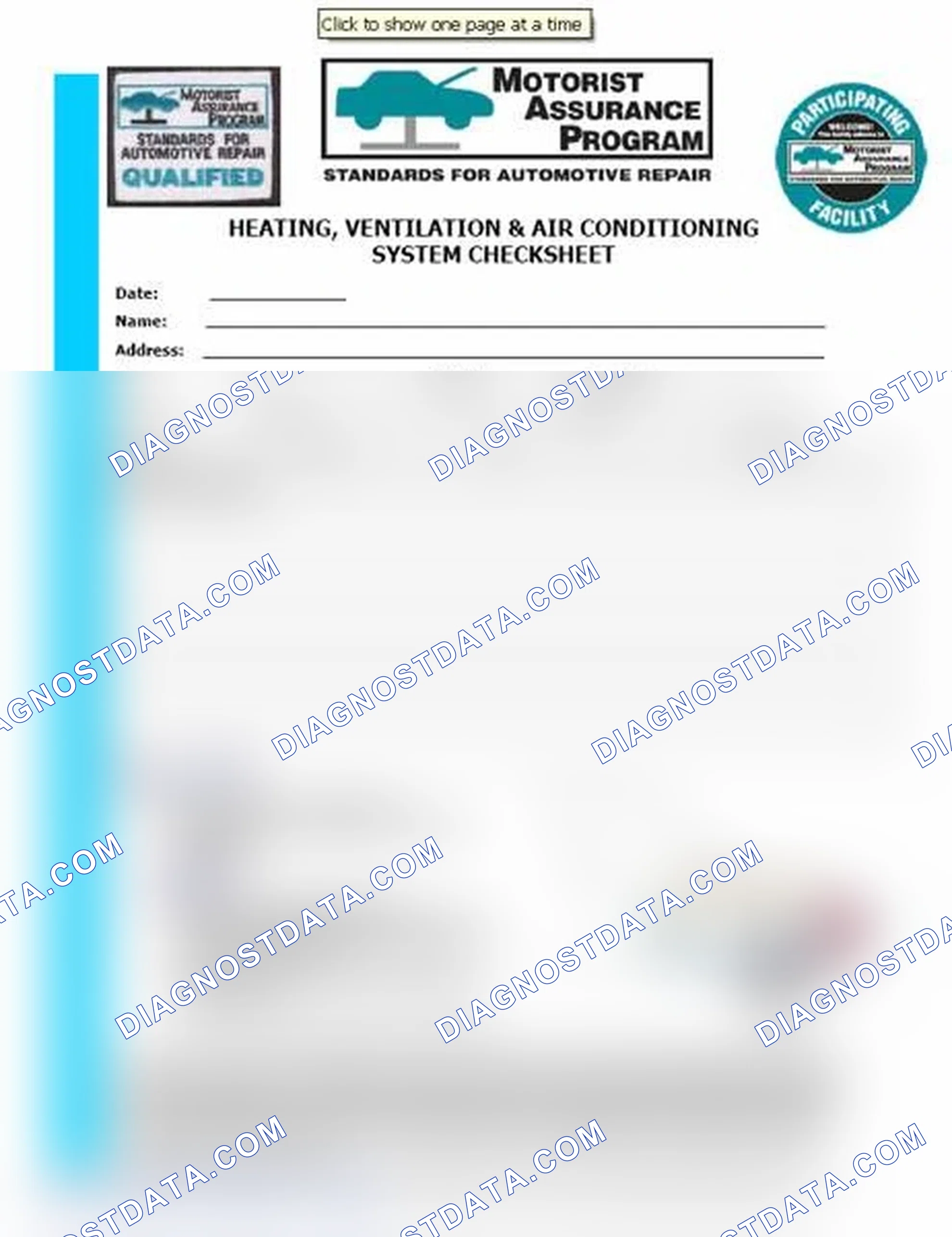 Scheme 15: Heating, Ventilation & Air Conditioning System Checksheet (1 Of 2)
