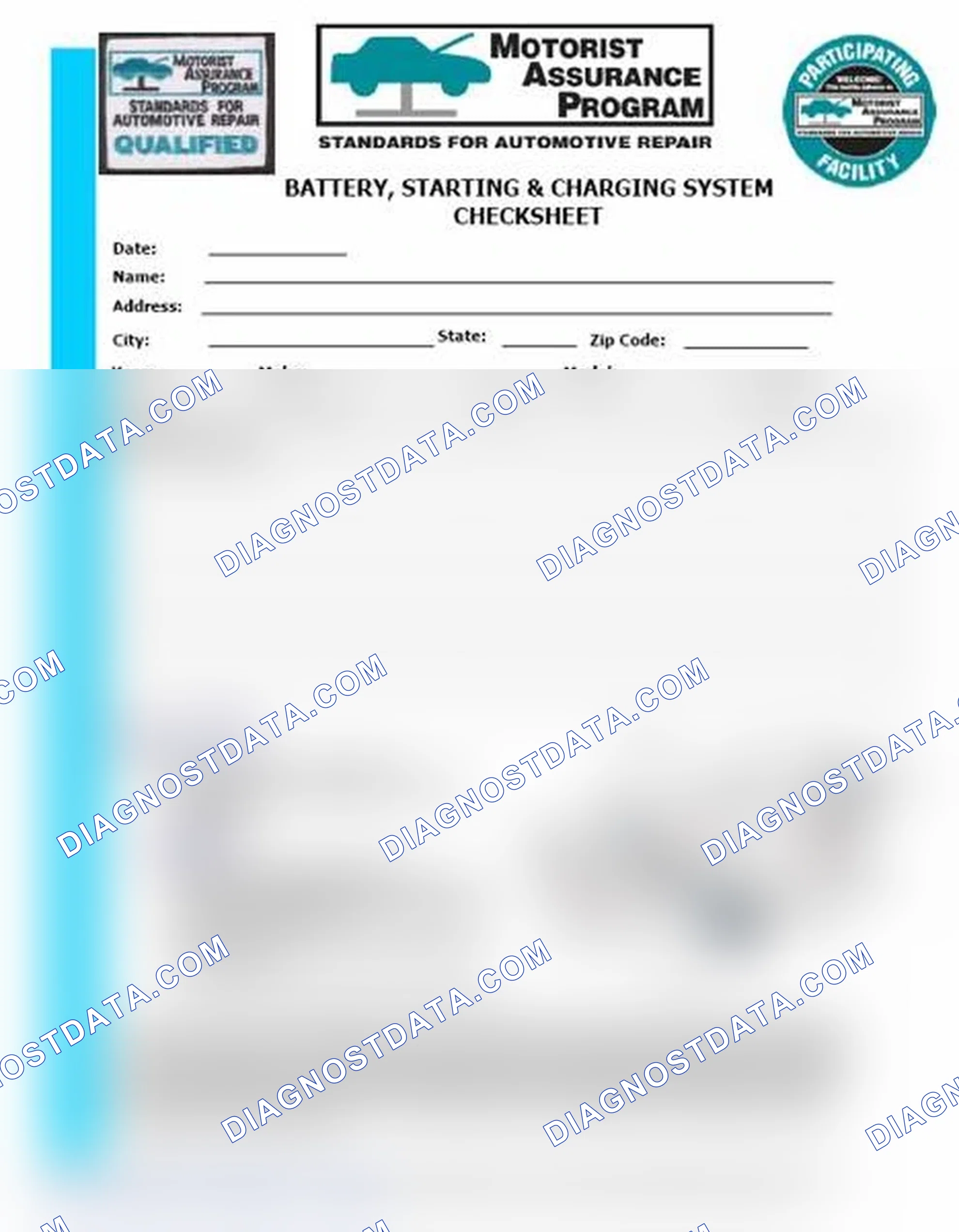 Scheme 3: Battery, Starting & Charging System Checksheet (1 Of 2)