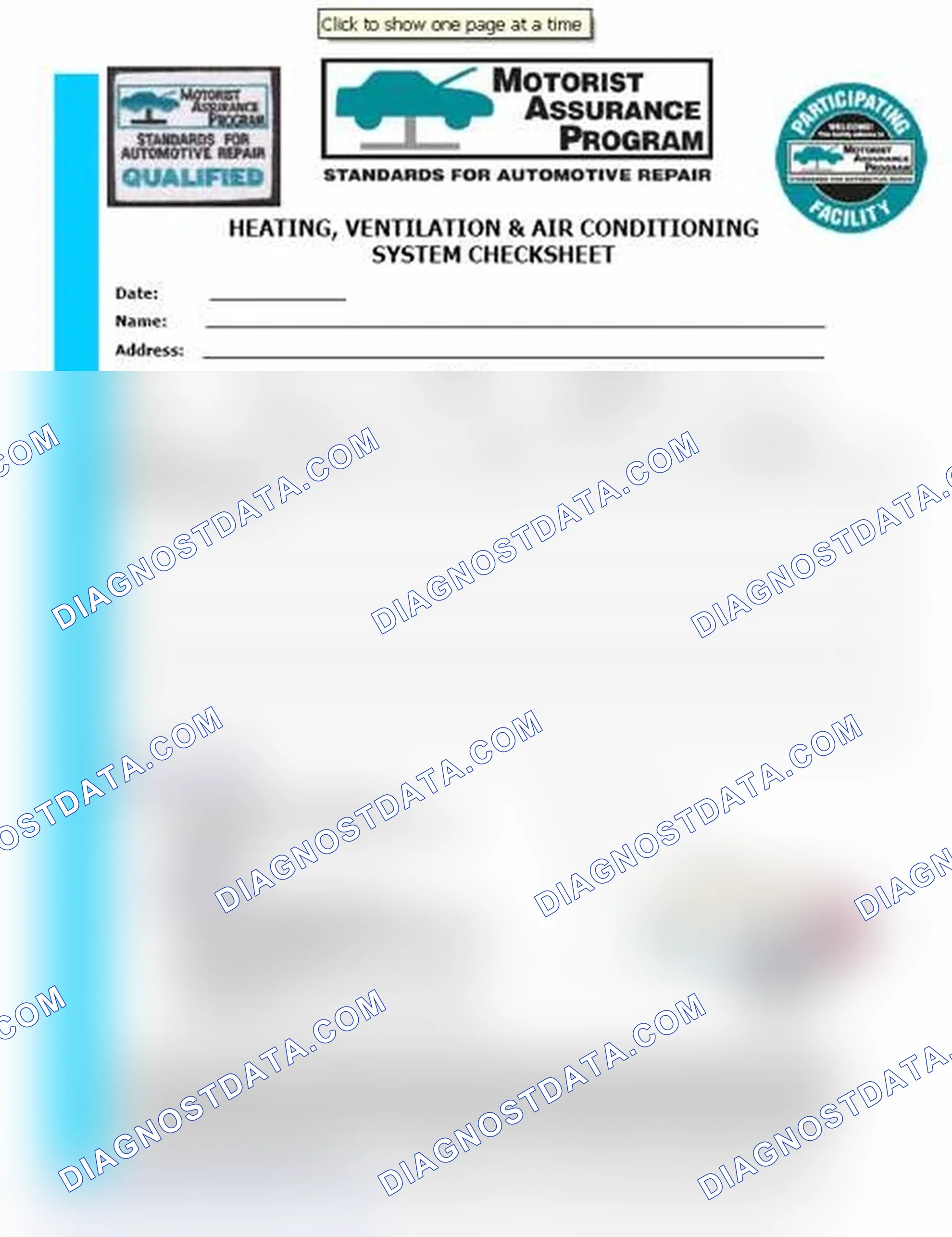 Scheme 15: Heating, Ventilation & Air Conditioning System Checksheet (1 Of 2)