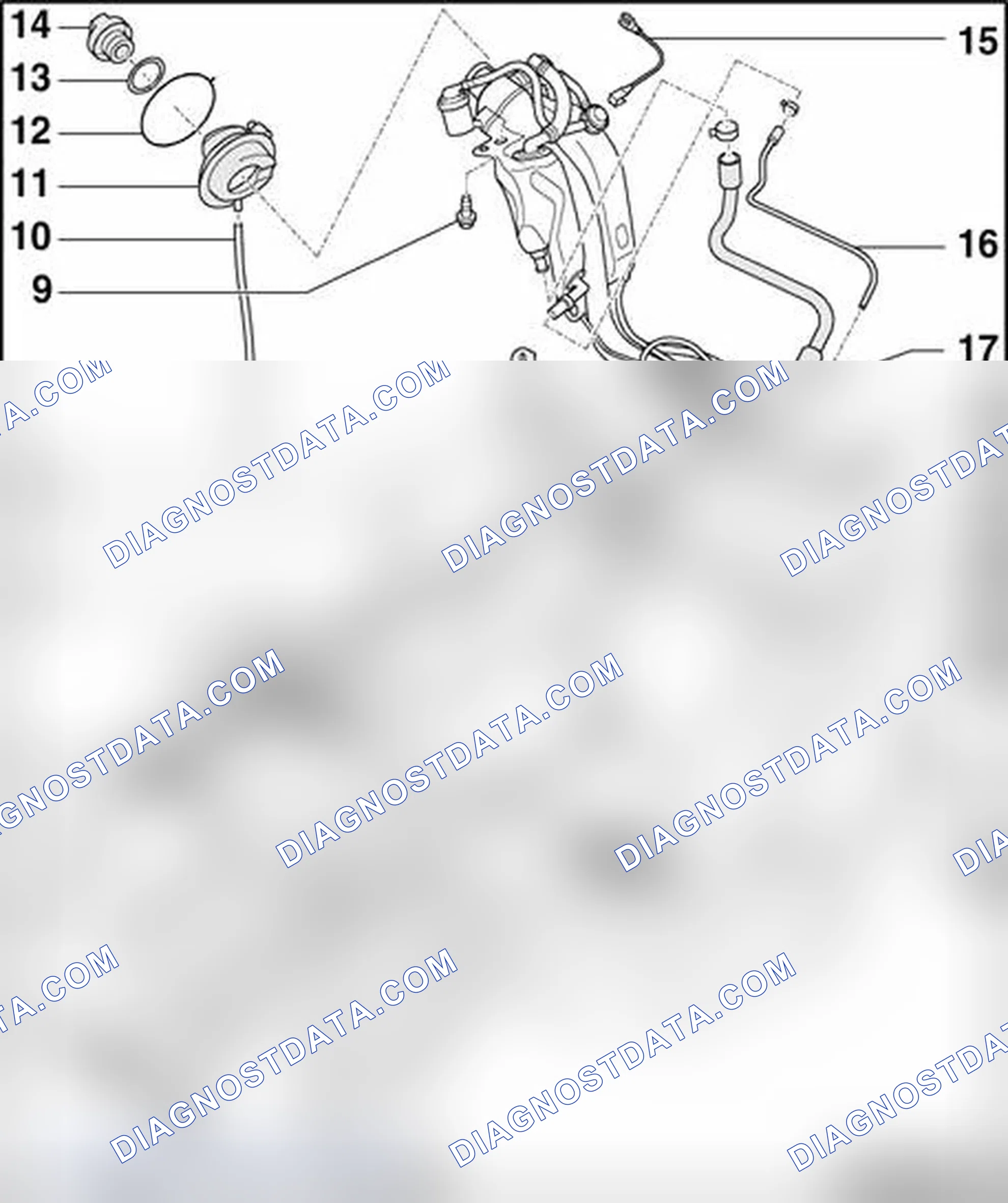 Scheme 257: Fuel tank with attachments, assembly overview
