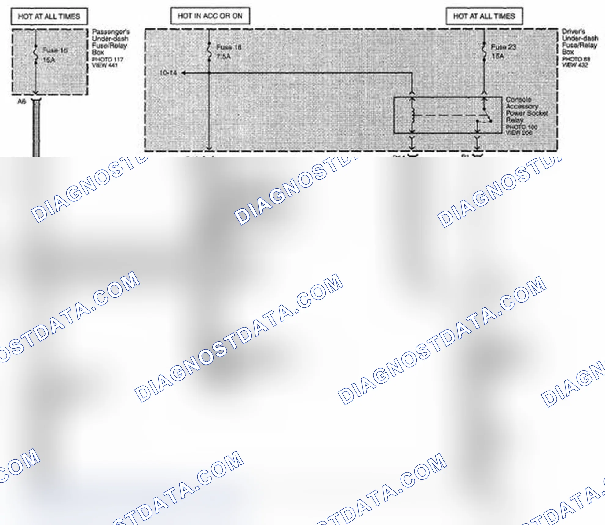 Scheme 350: Accessory Power Sockets Circuit Diagram - Without Keyless Access (Page 155)