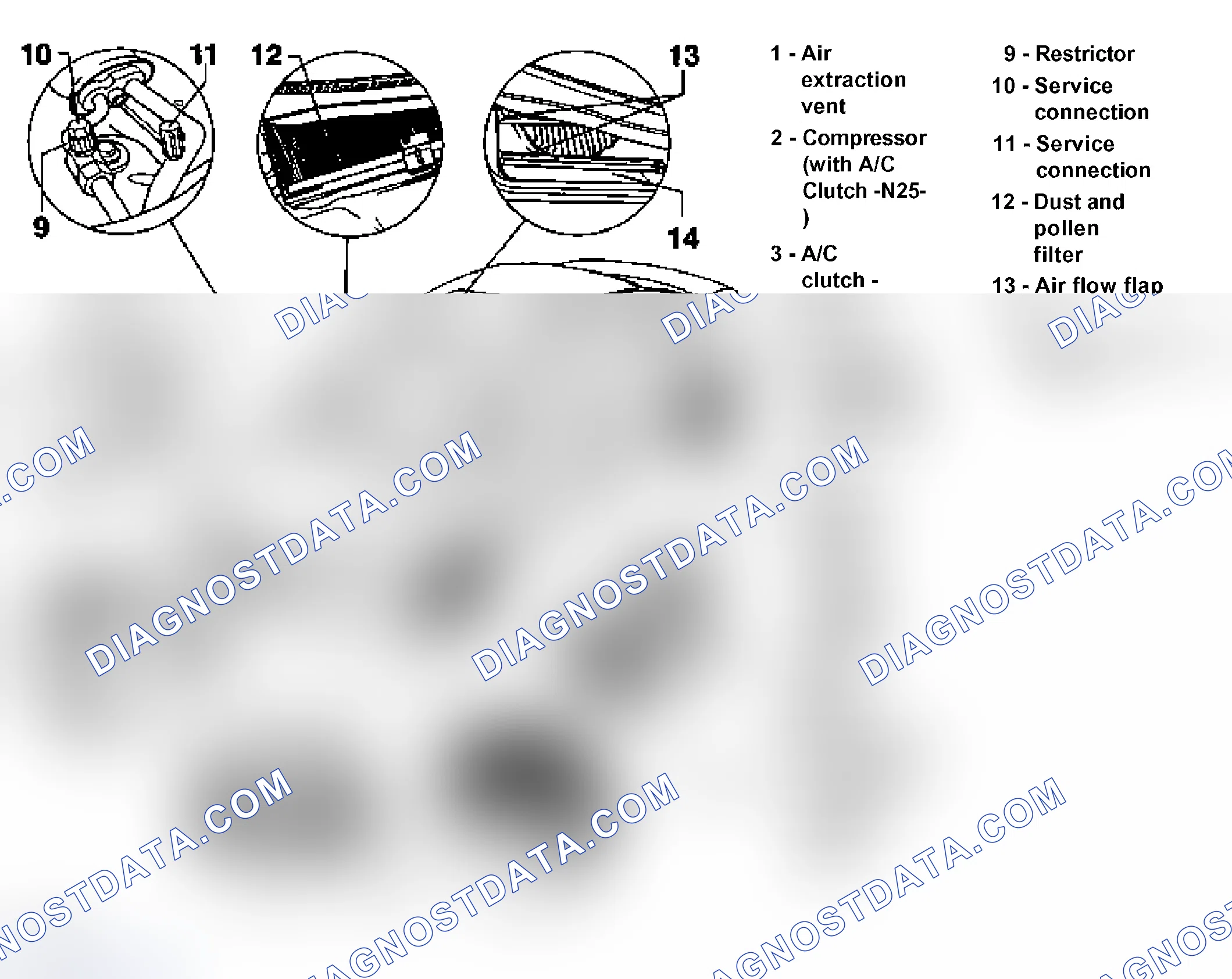 Scheme 24: A/C system components (in engine compartment)