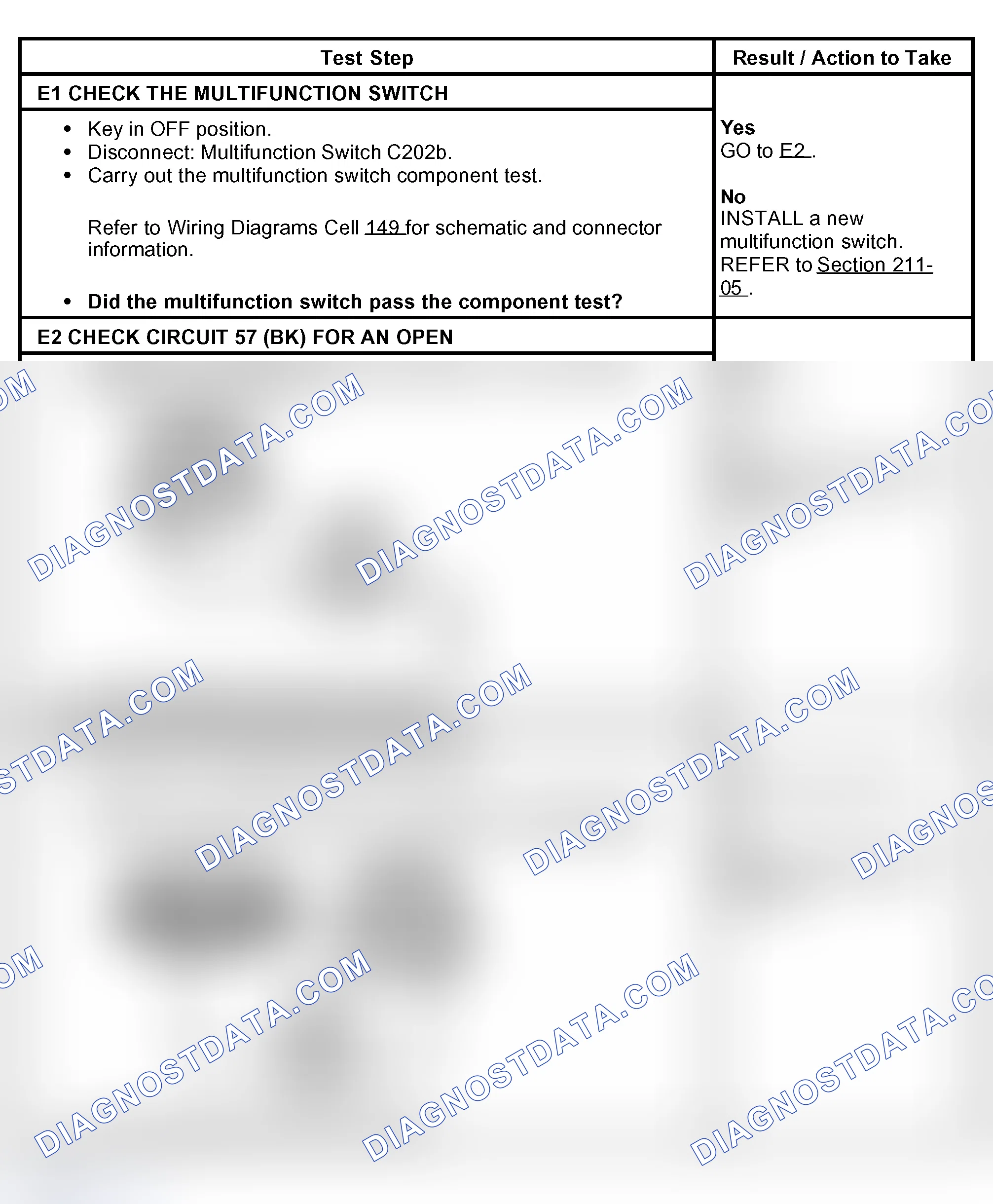 Scheme 9: PINPOINT TEST E: THE WIPERS DO NOT OPERATE CORRECTLY IN THE MIST POSITION