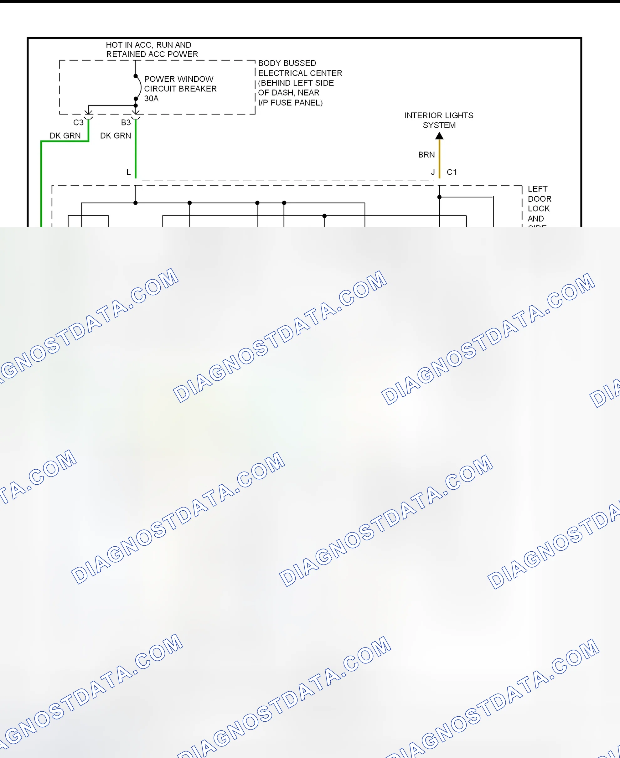 Fig. 1: Power Window System Wiring Diagram (2-Door)
