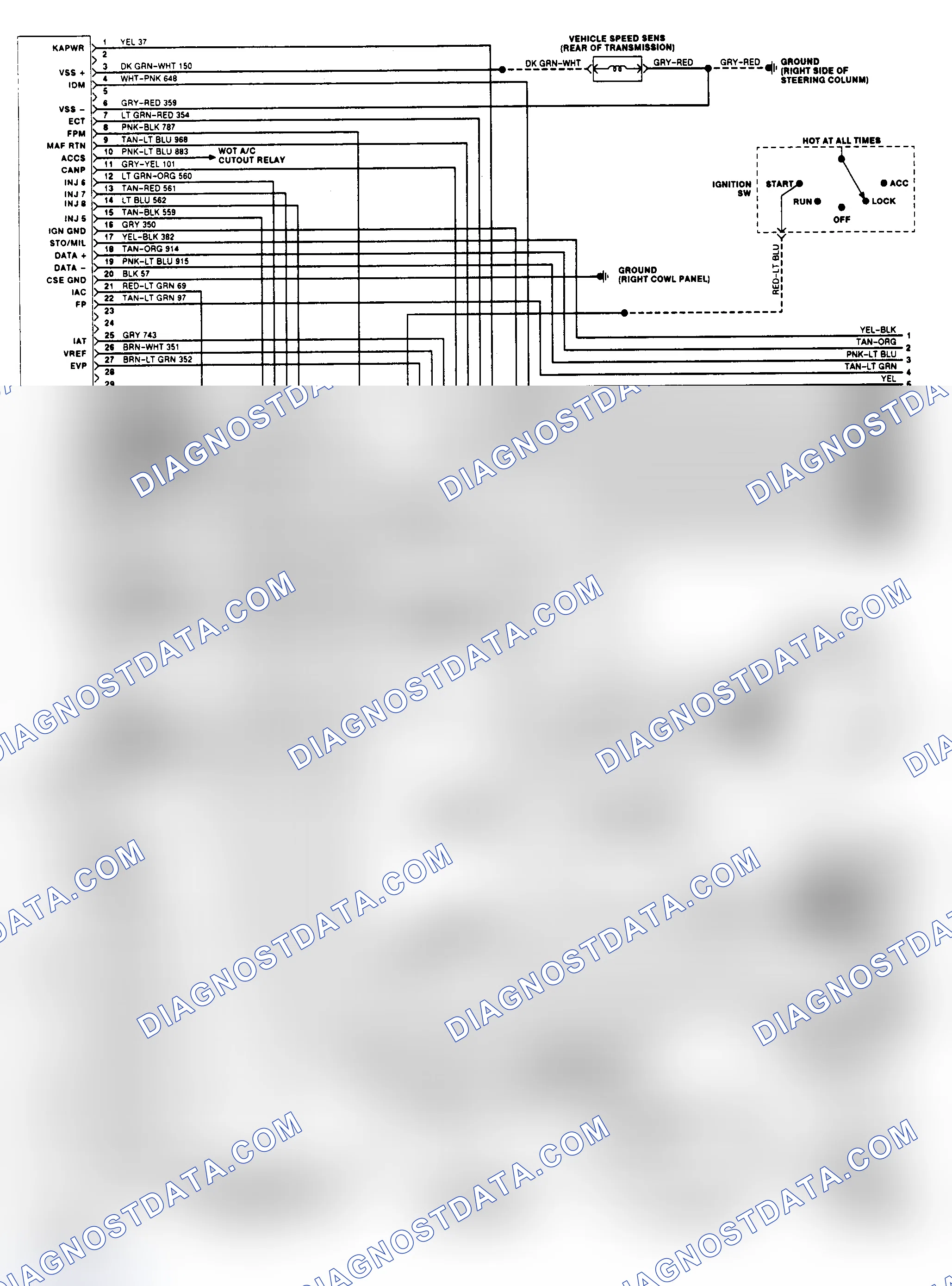 Scheme 136: EEC-IV Wiring Diagram (Cougar/Thunderbird 5.0L - 1 of 2)