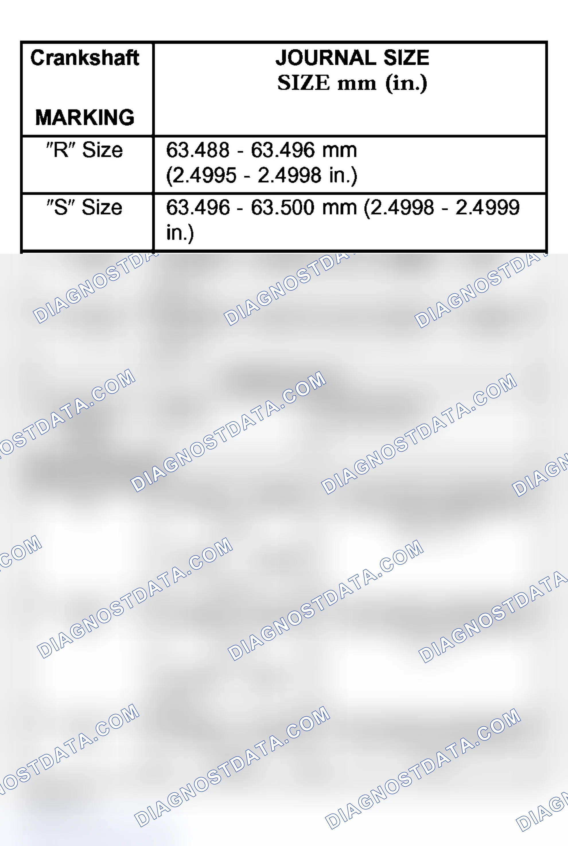 Scheme 230: CRANKSHAFT MAIN BEARING SELECTION