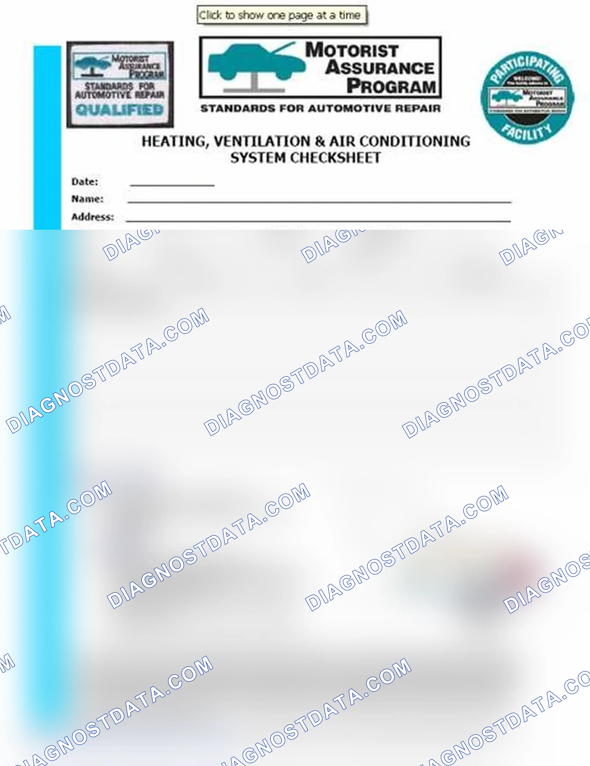 Scheme 15: Heating, Ventilation & Air Conditioning System Checksheet (1 Of 2)