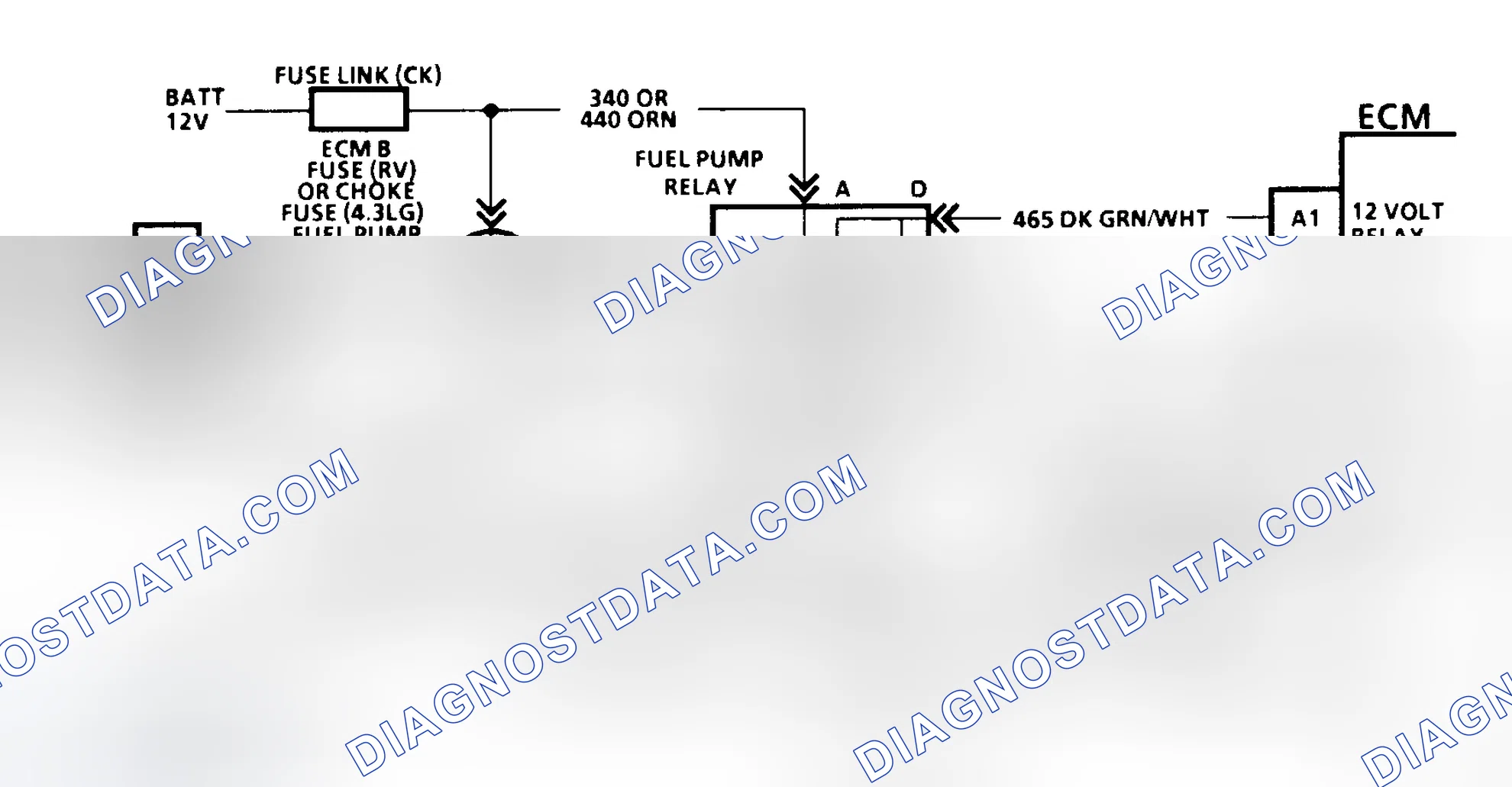 Scheme 139: Code 54 Schematic (C, K, R, V, G, & P Series W/O 4L80-E Trans) Fuel Pump Circuit