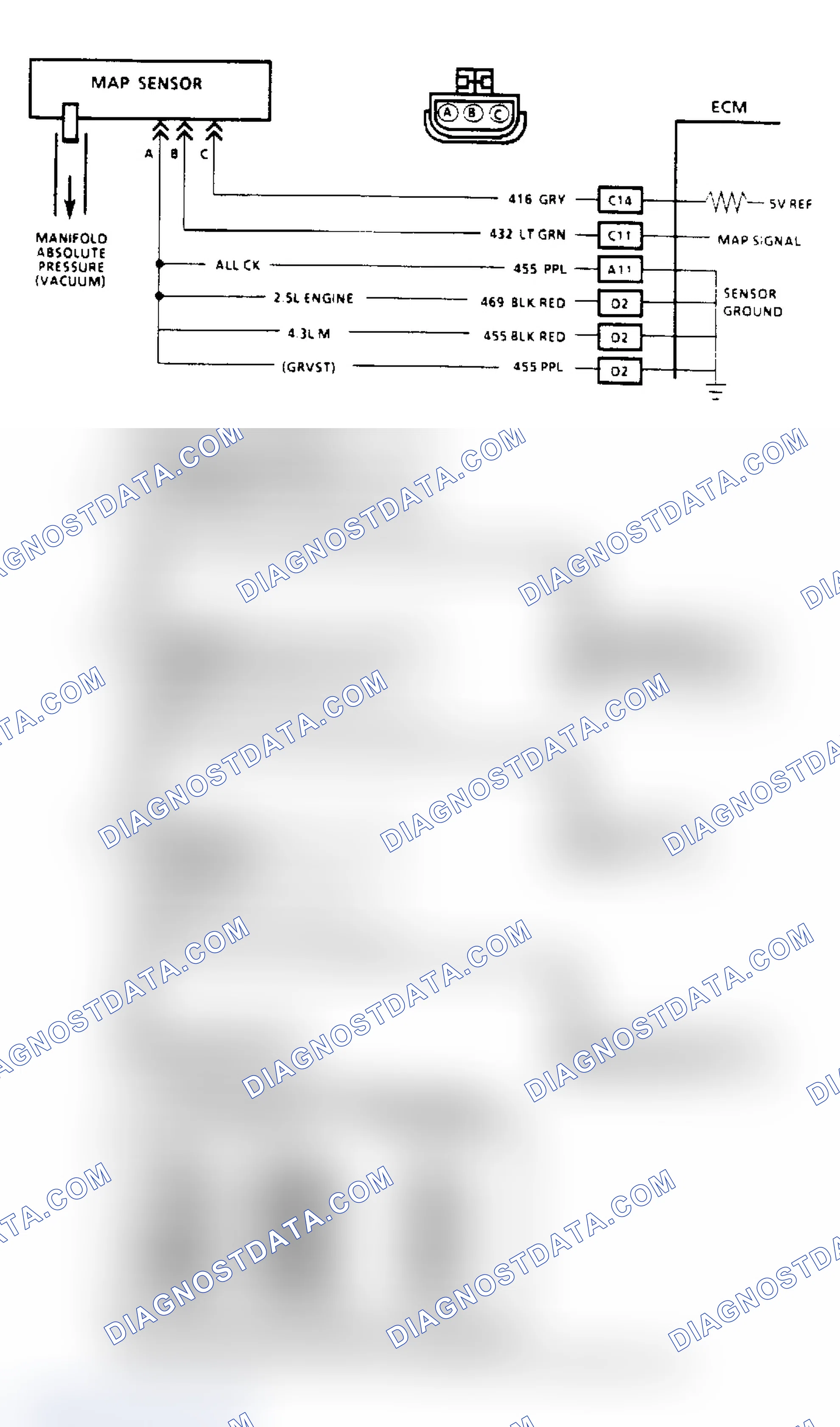 Scheme 135: Code 34 - MAP Sensor (Signal Voltage Low) ("SCAN" Diagnostics)