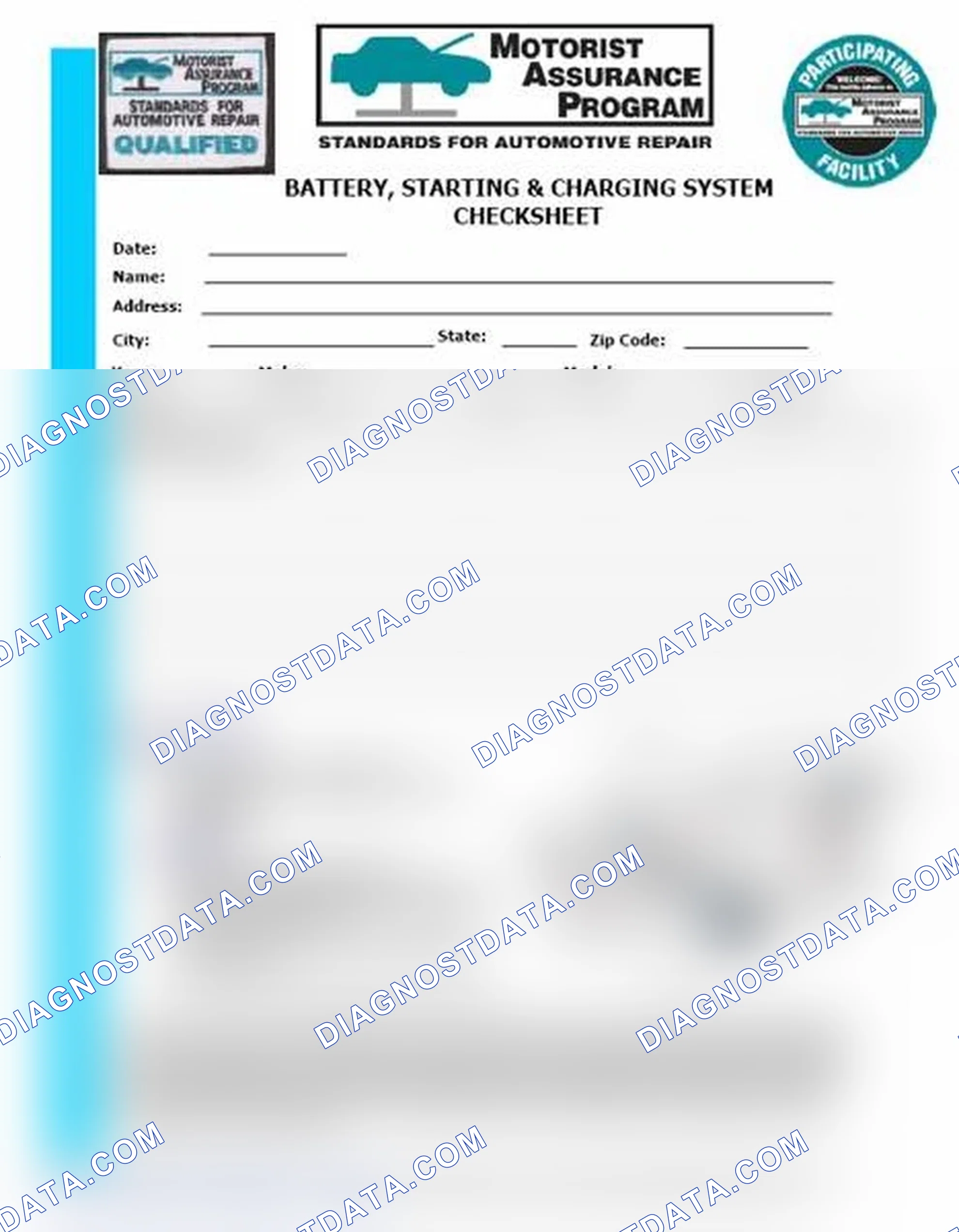 Scheme 3: Battery, Starting & Charging System Checksheet (1 Of 2)