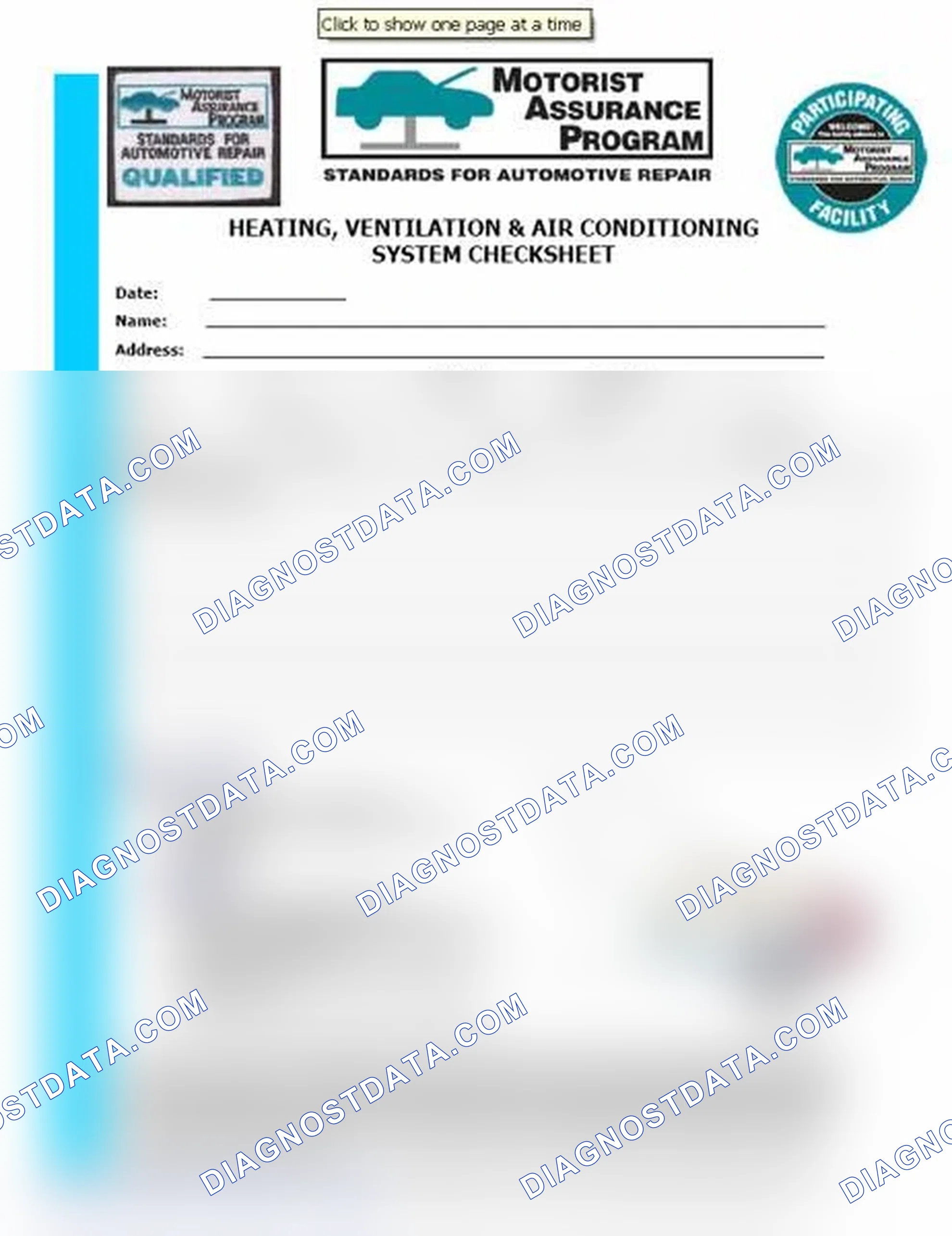 Scheme 15: Heating, Ventilation & Air Conditioning System Checksheet (1 Of 2)