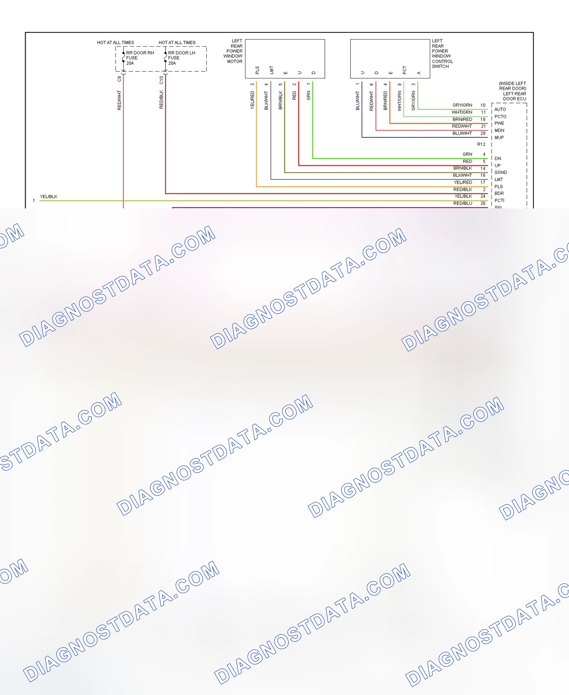 Scheme 4: Power Window System Wiring Diagram (LS430 - 3 Of 3)