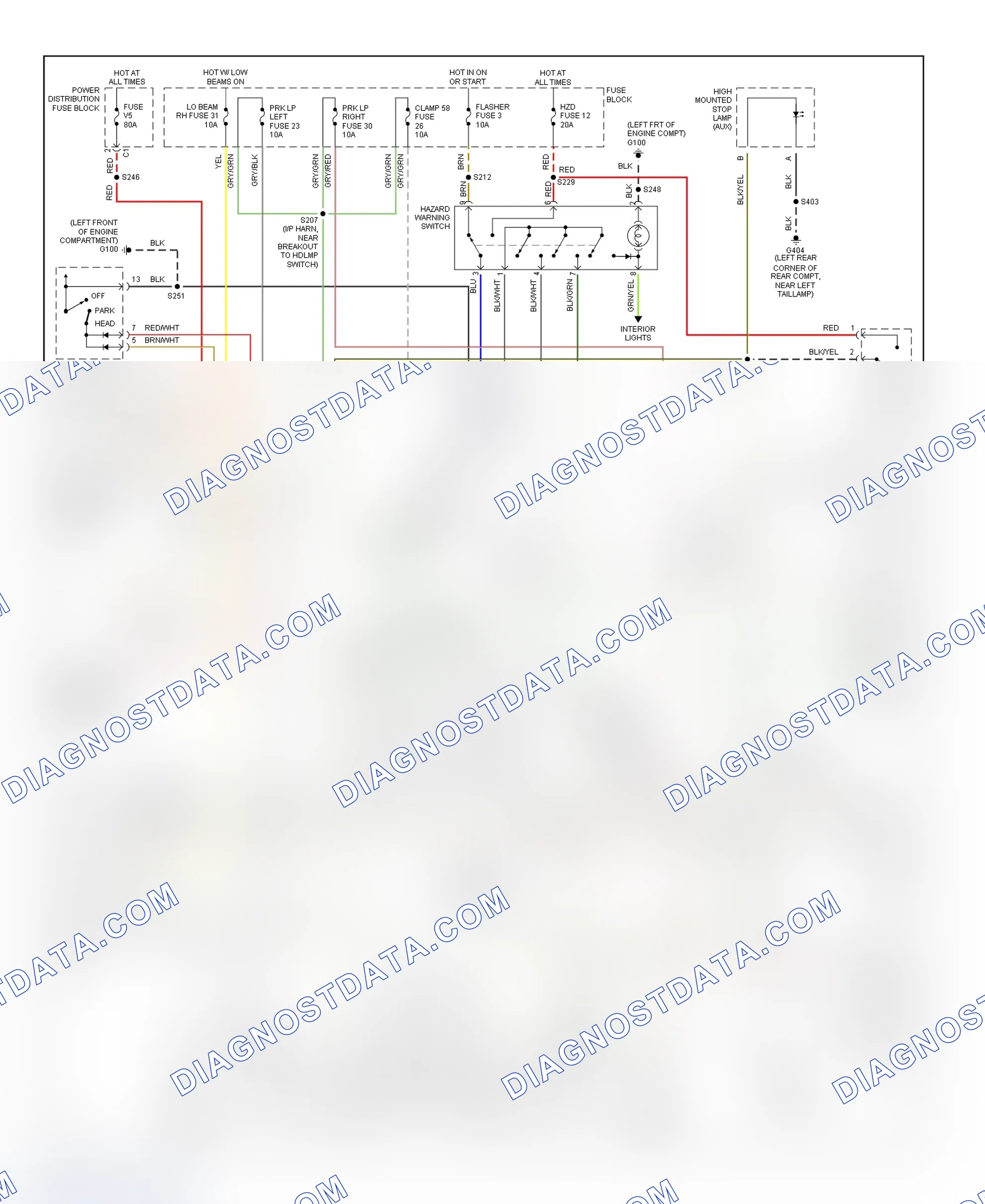 Scheme 10: Exterior Lights Wiring Diagram (Catera)