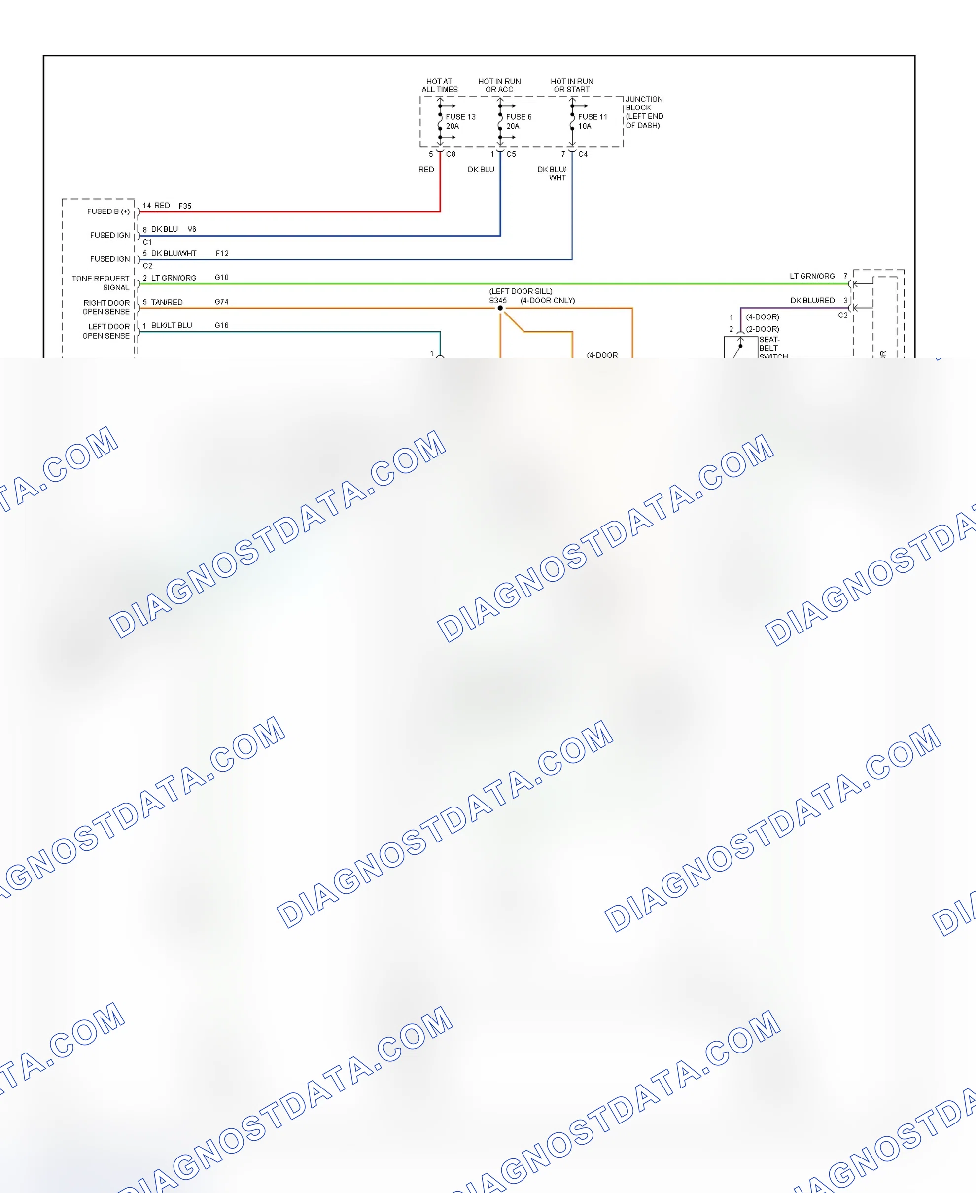 Fig. 6: Warning Systems Wiring Diagram (Dakota - Premium Model)