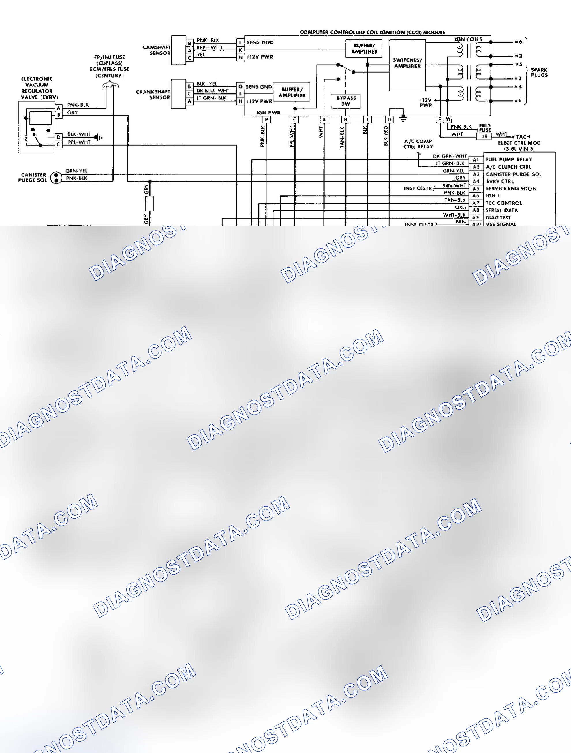 Scheme 227: Port Fuel Injection Wiring Diagram (3.8L "C" & "H" Bodies)