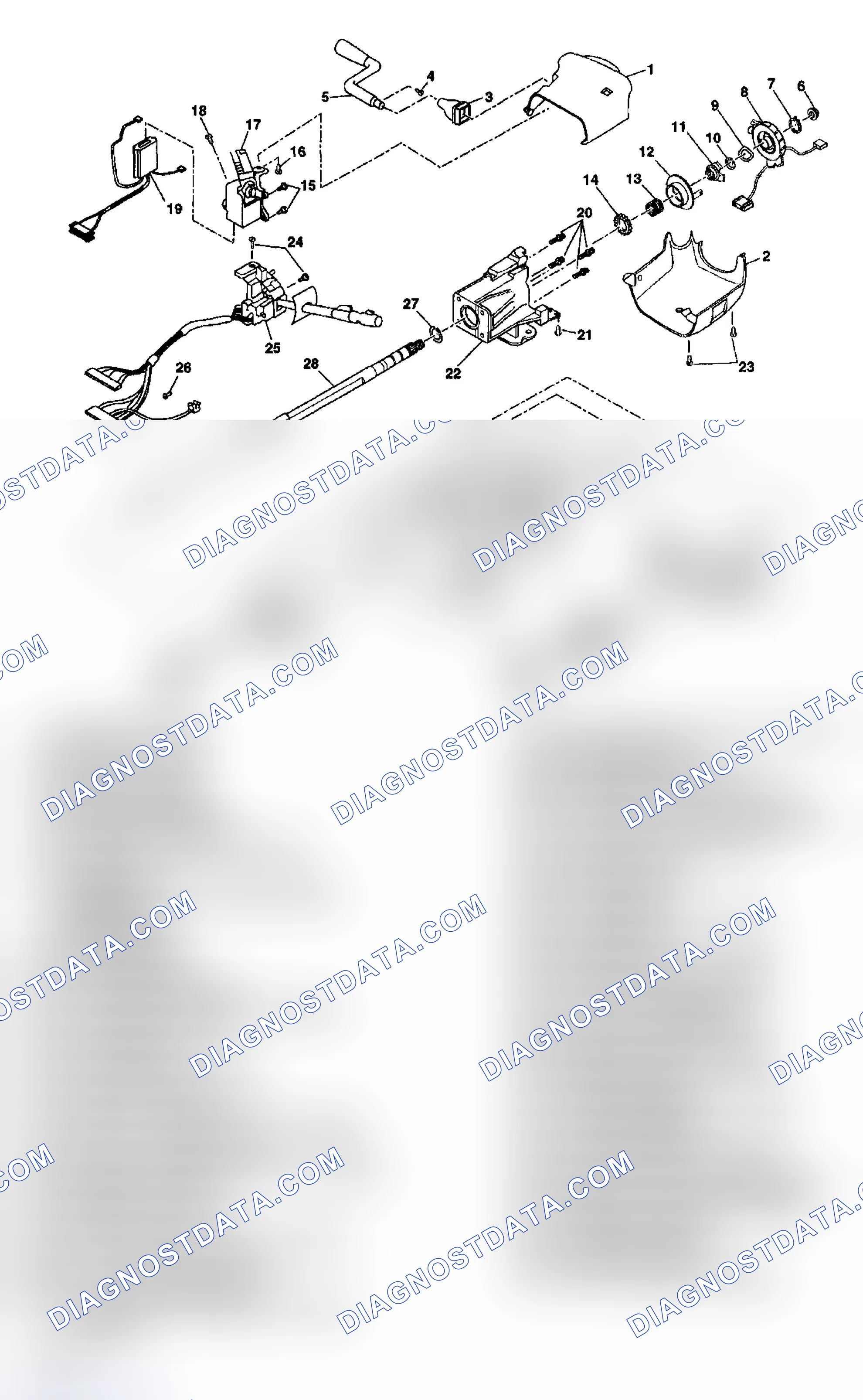 Scheme 3: Steering Column Disassembled View (Column Shift Standard)