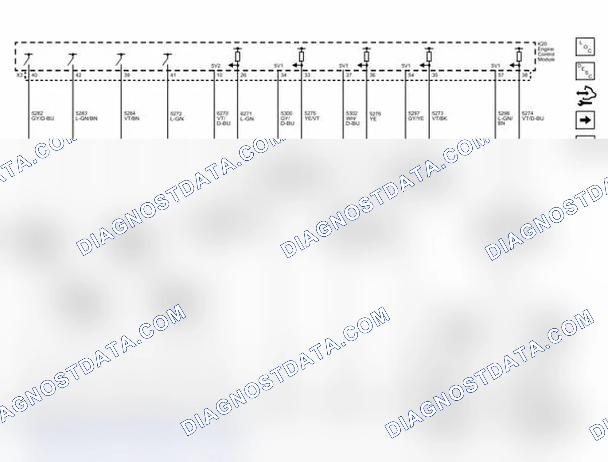 Scheme 52: Ignition Controls - Crankshaft Position, Camshaft Position, Knock Sensors and Camshaft Position Actu