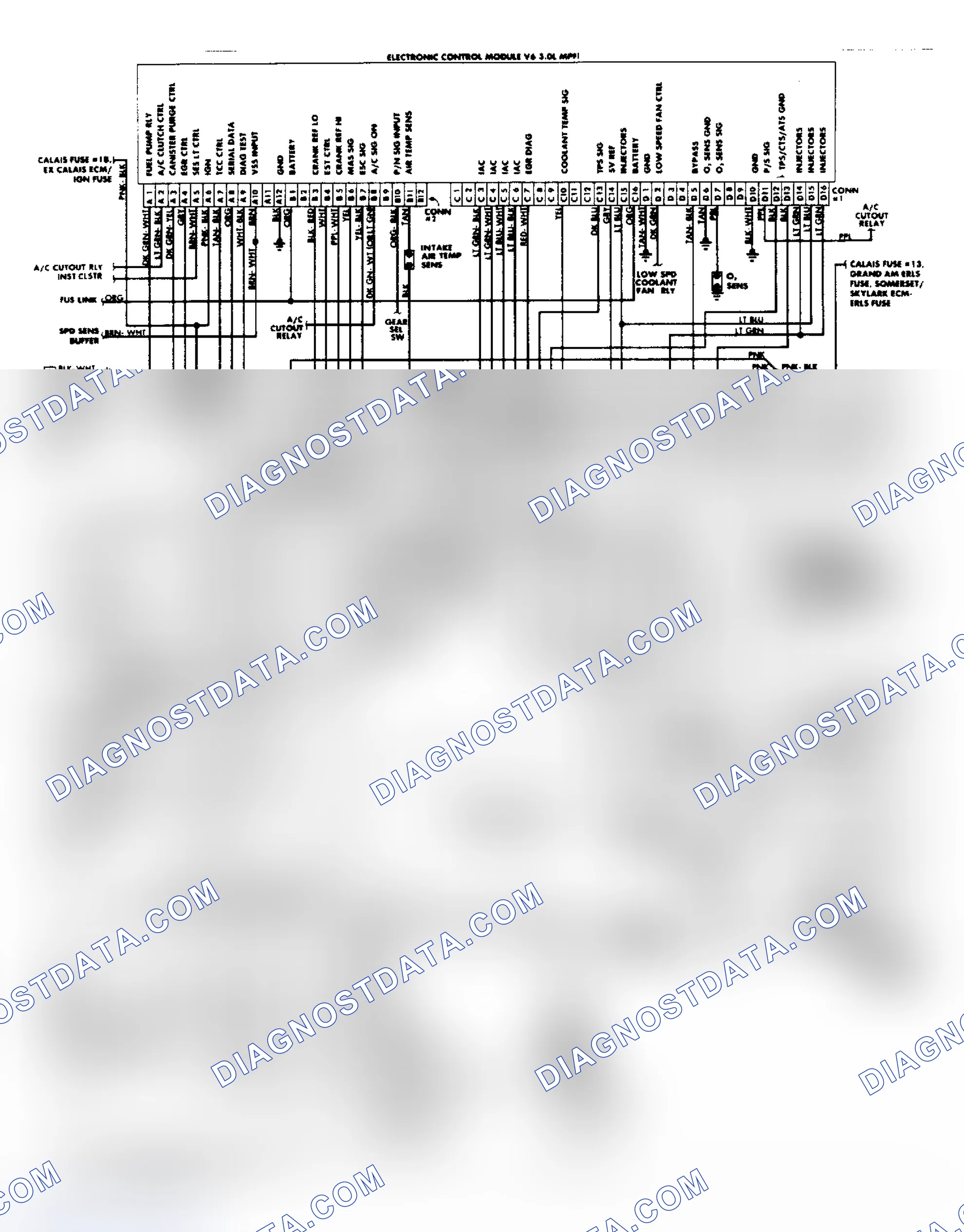 Scheme 38: Wiring Diagram: Calais, Grand Am, Skylark & Somerset 3.0L PFI System