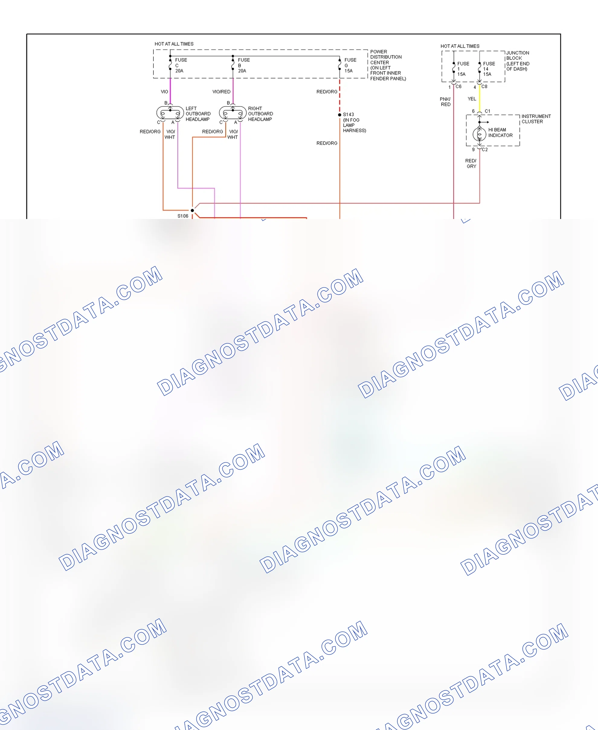 Scheme 10: Headlight System Wiring Diagram (Ram Pickup - Without Quad Headlights)