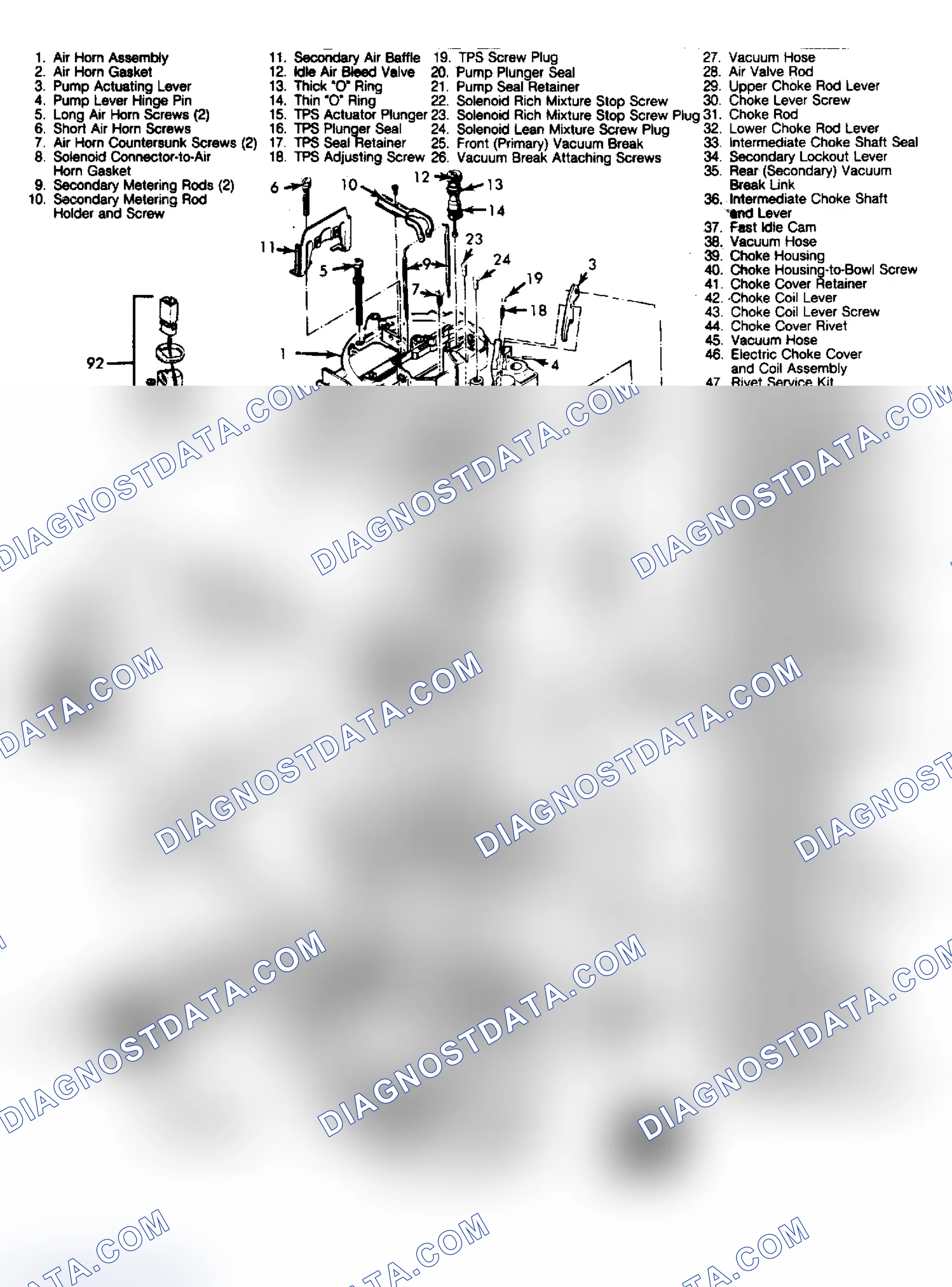 Scheme 16: Exploded View of Rochester Model E4ME & E4MED 4-Barrel Carburetor