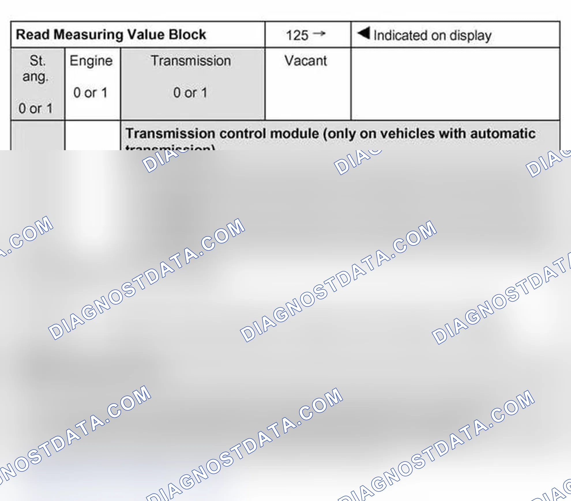 Scheme 216: Read measuring value block: display group 125