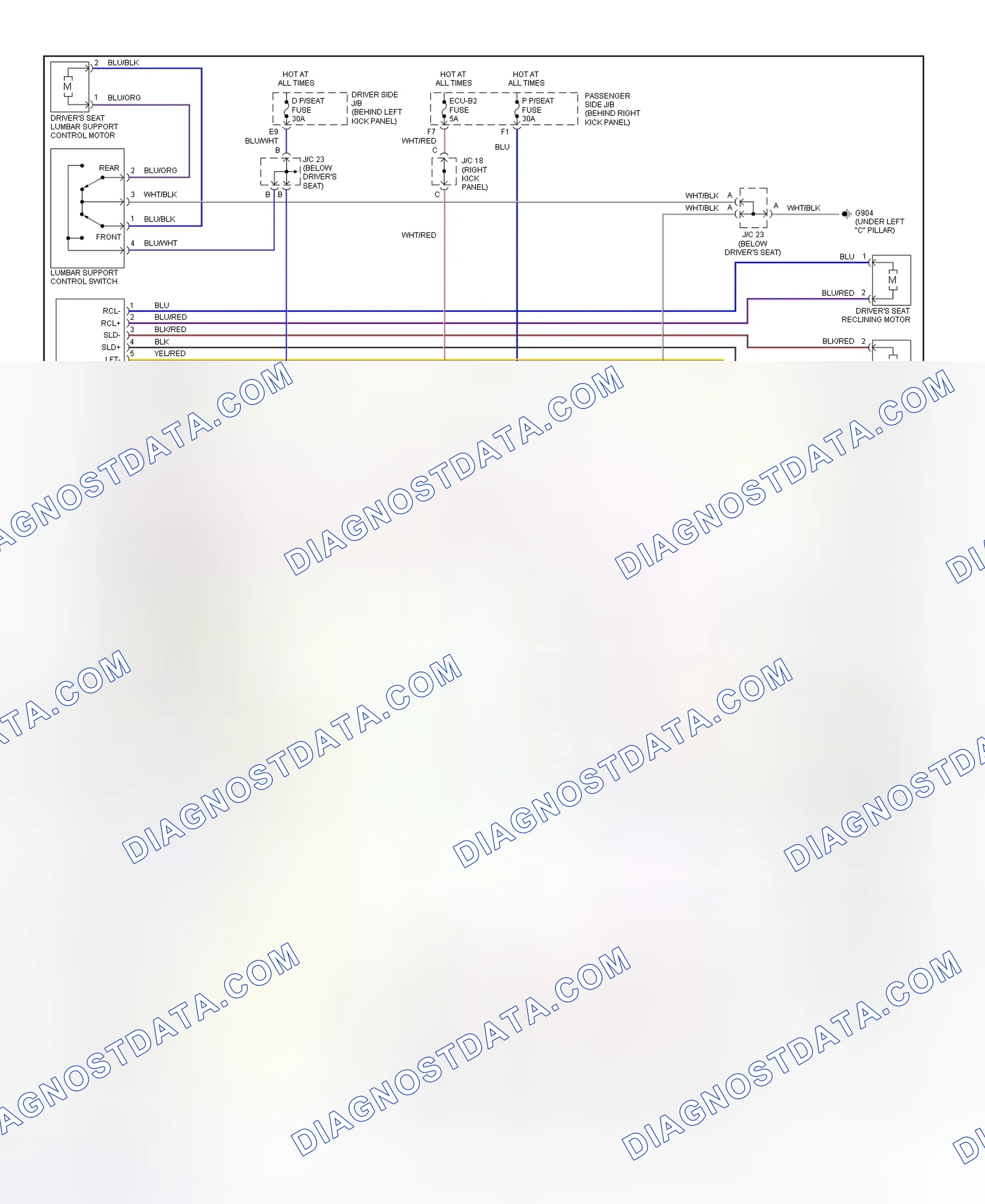 Scheme 4: Memory Mirrors, Seats & Steering Column System Wiring Diagram (GS300 & GS400 - 2 Of 2)