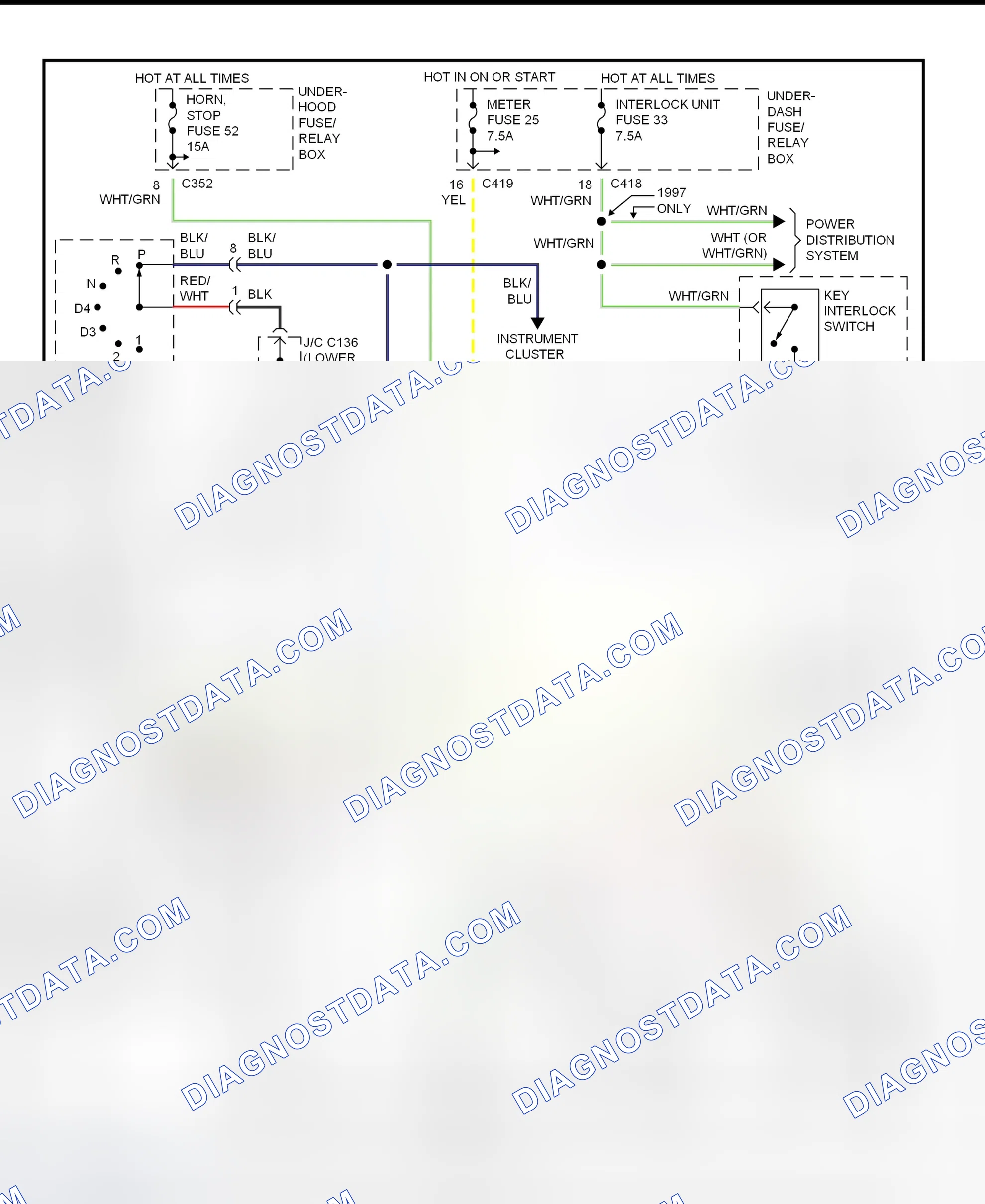 Scheme 126: Shift & Key Interlock System Wiring Schematic (1997-98 Honda CR-V)