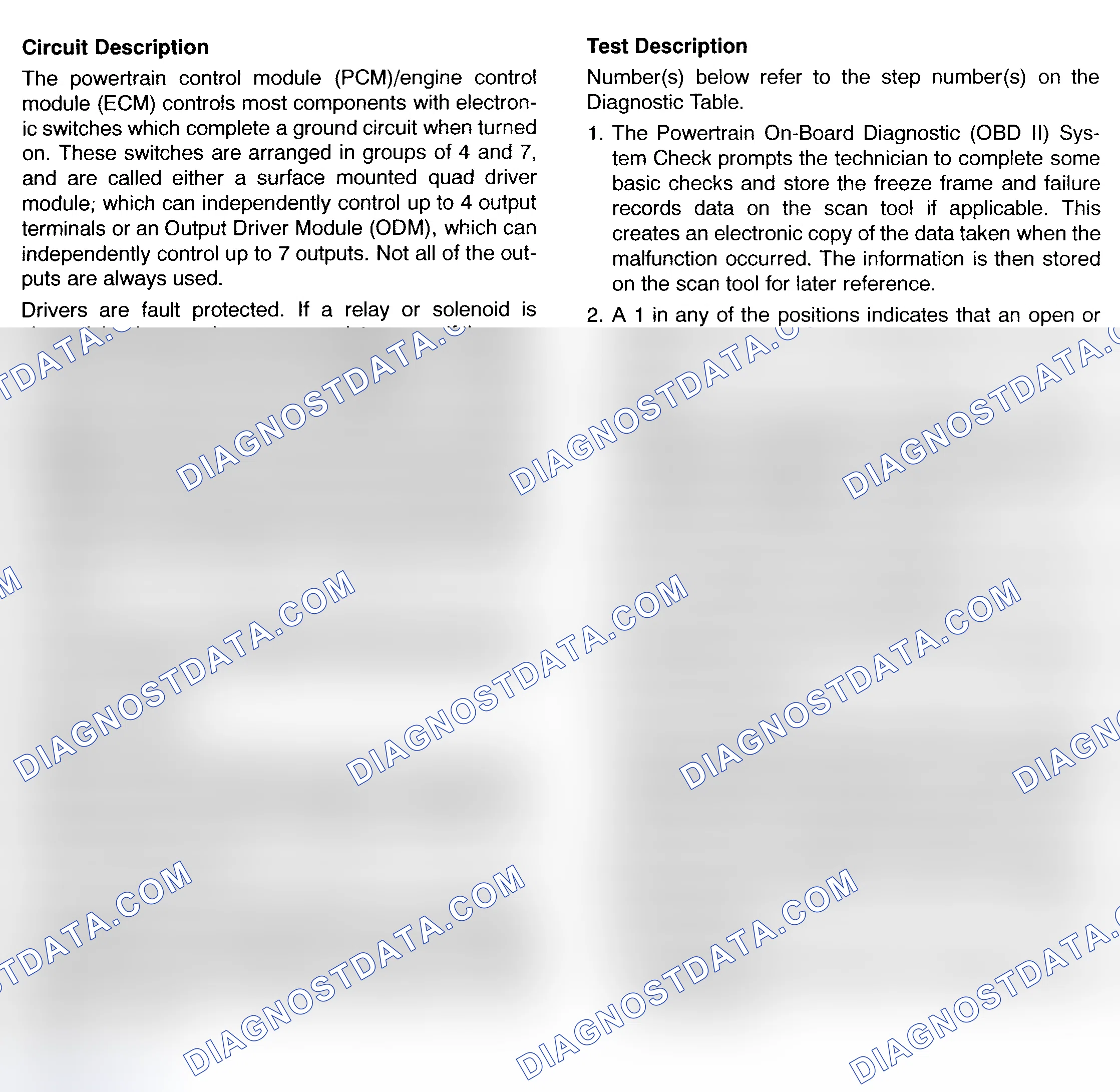 Scheme 13: PCM/ECM OUTPUT DIAGNOSIS