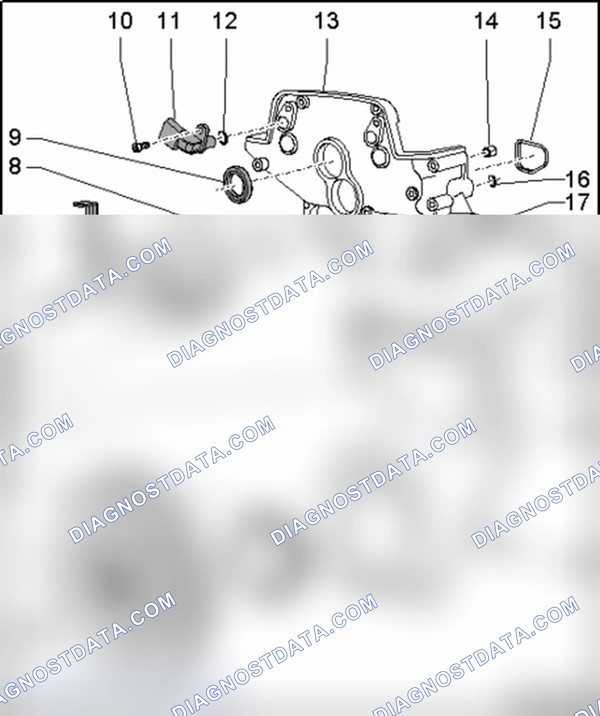 Scheme 88: Timing chain covers & dual mass flywheel, assembly overview