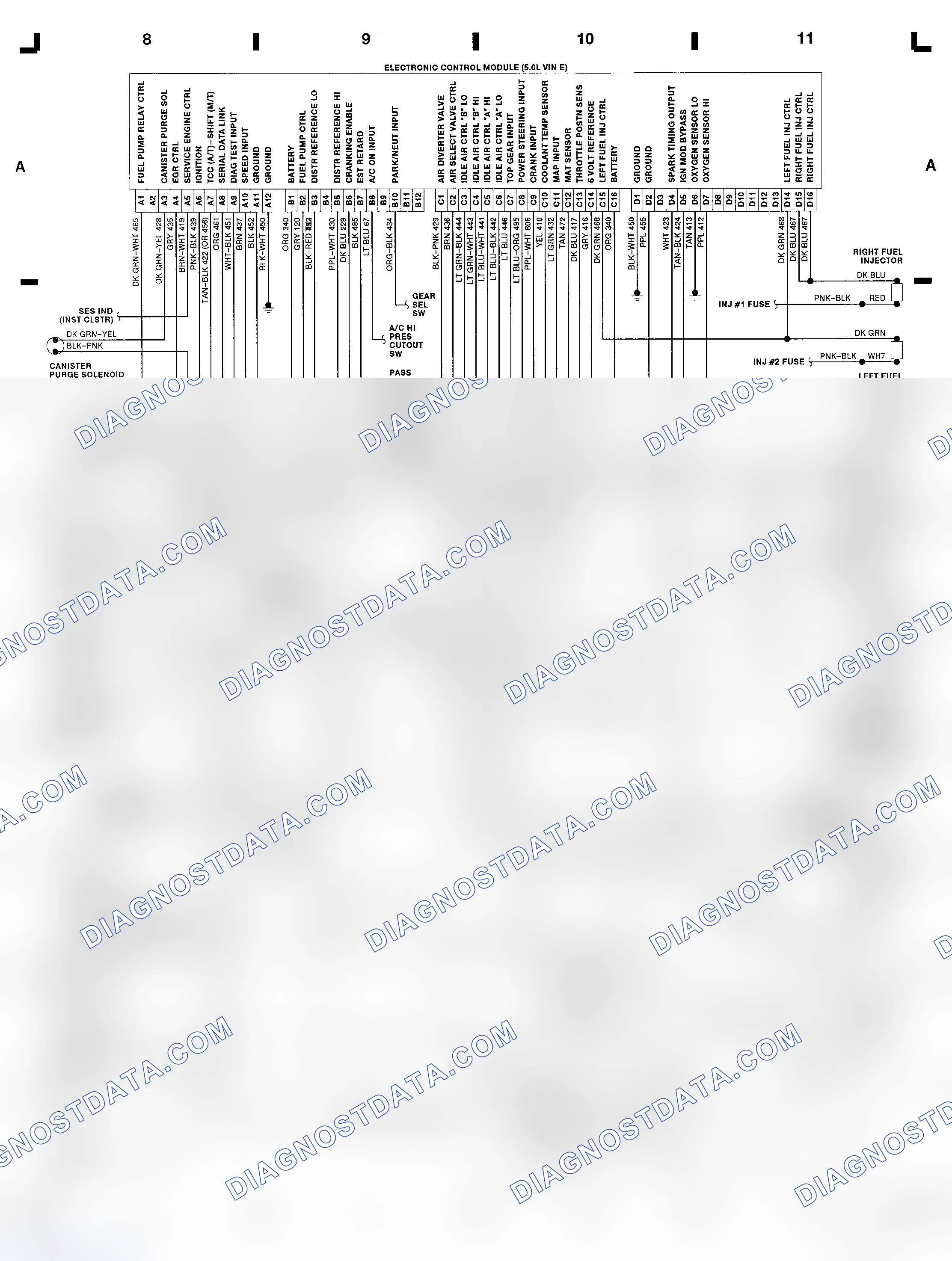 Scheme 43: 5.0L (VIN E) ECM Wiring Diagram (Camaro & Firebird)