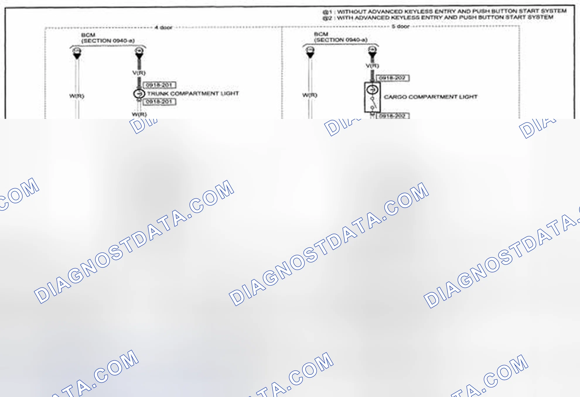 Scheme 298: Cargo Compartment Light/Trunk Compartment Light Wiring Diagram - 0918-2 (1 Of 2)