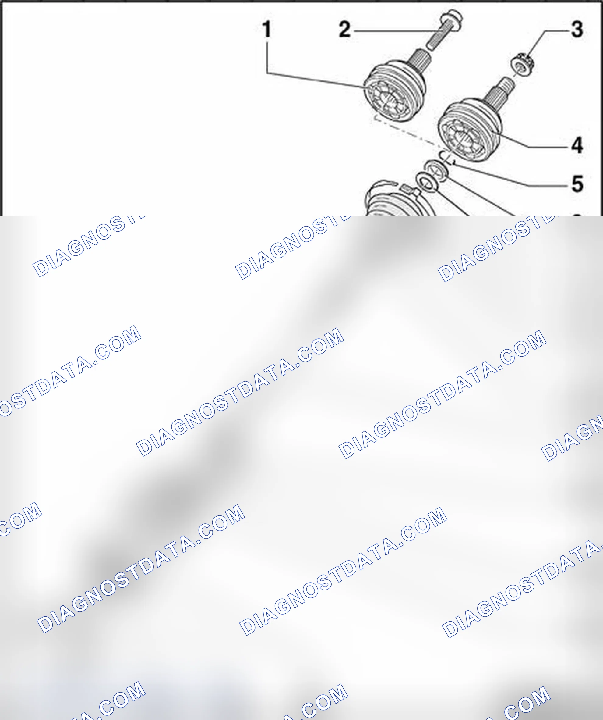 Scheme 952: Drive axle with Constant Velocity (CV) joint, servicing