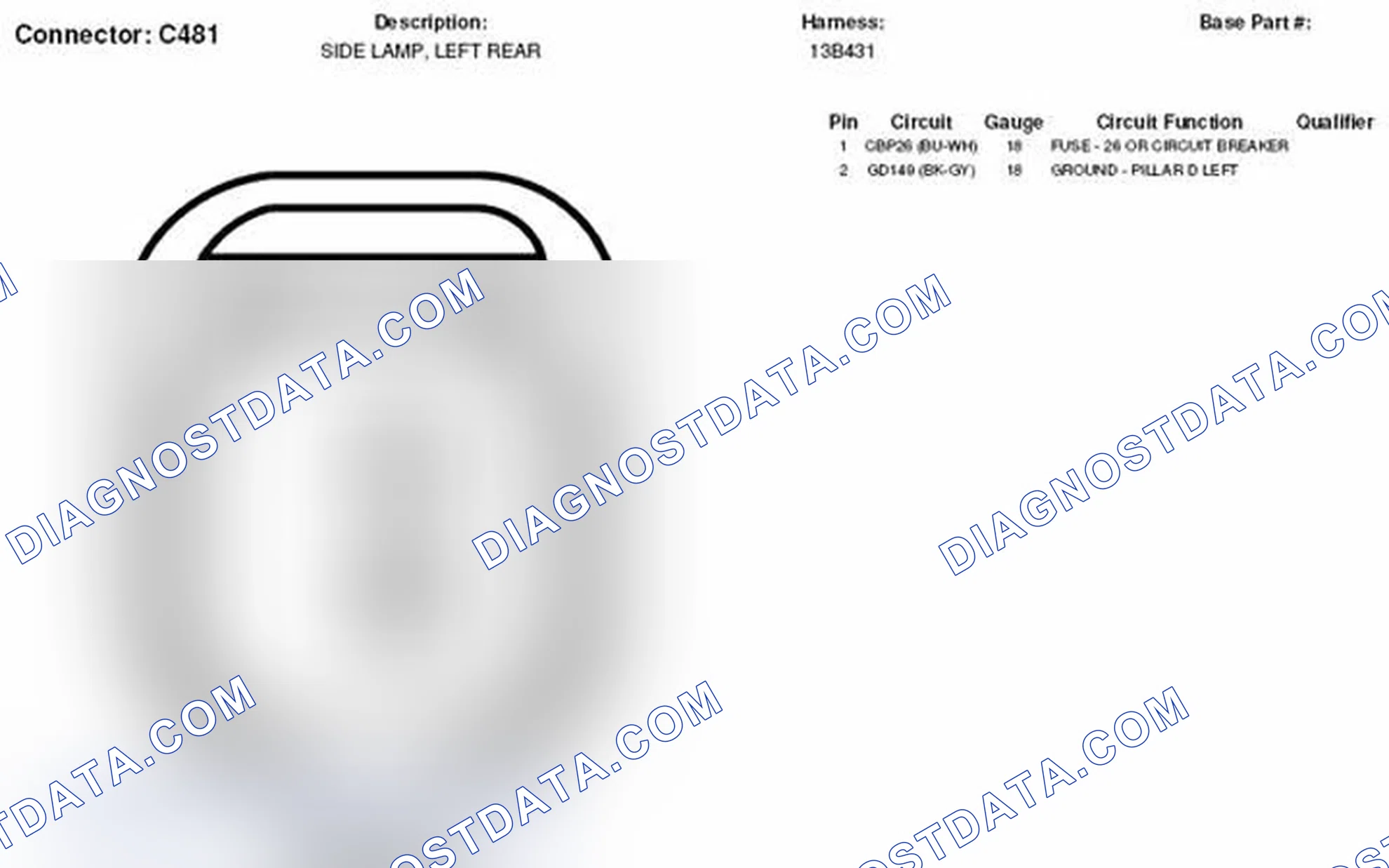 Scheme 199: Left Rear Side Lamp Connector End View (C481)