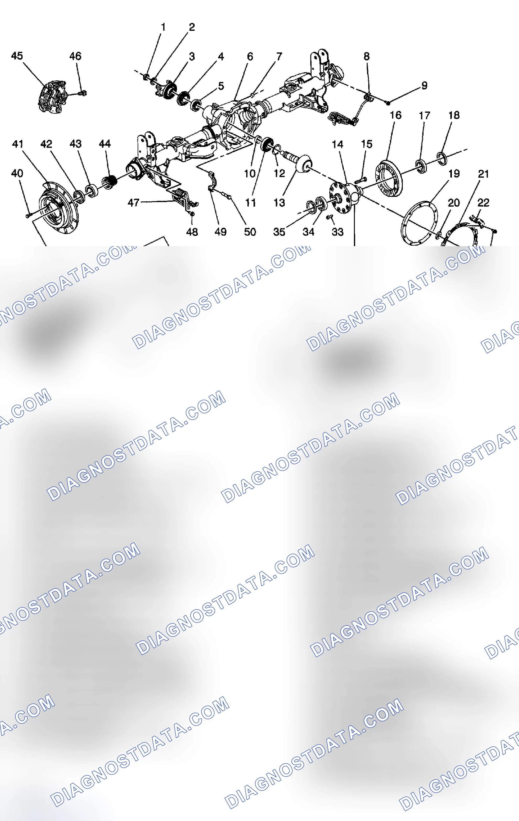 Scheme 225: Rear Axle Disassembled Views