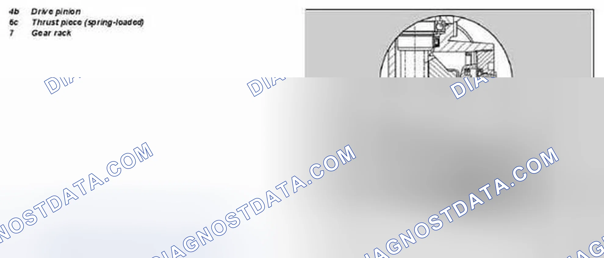 Fig. 21: Identifying Drive Pinion, Thrust Piece (Spring-Loaded) And Gear Rack