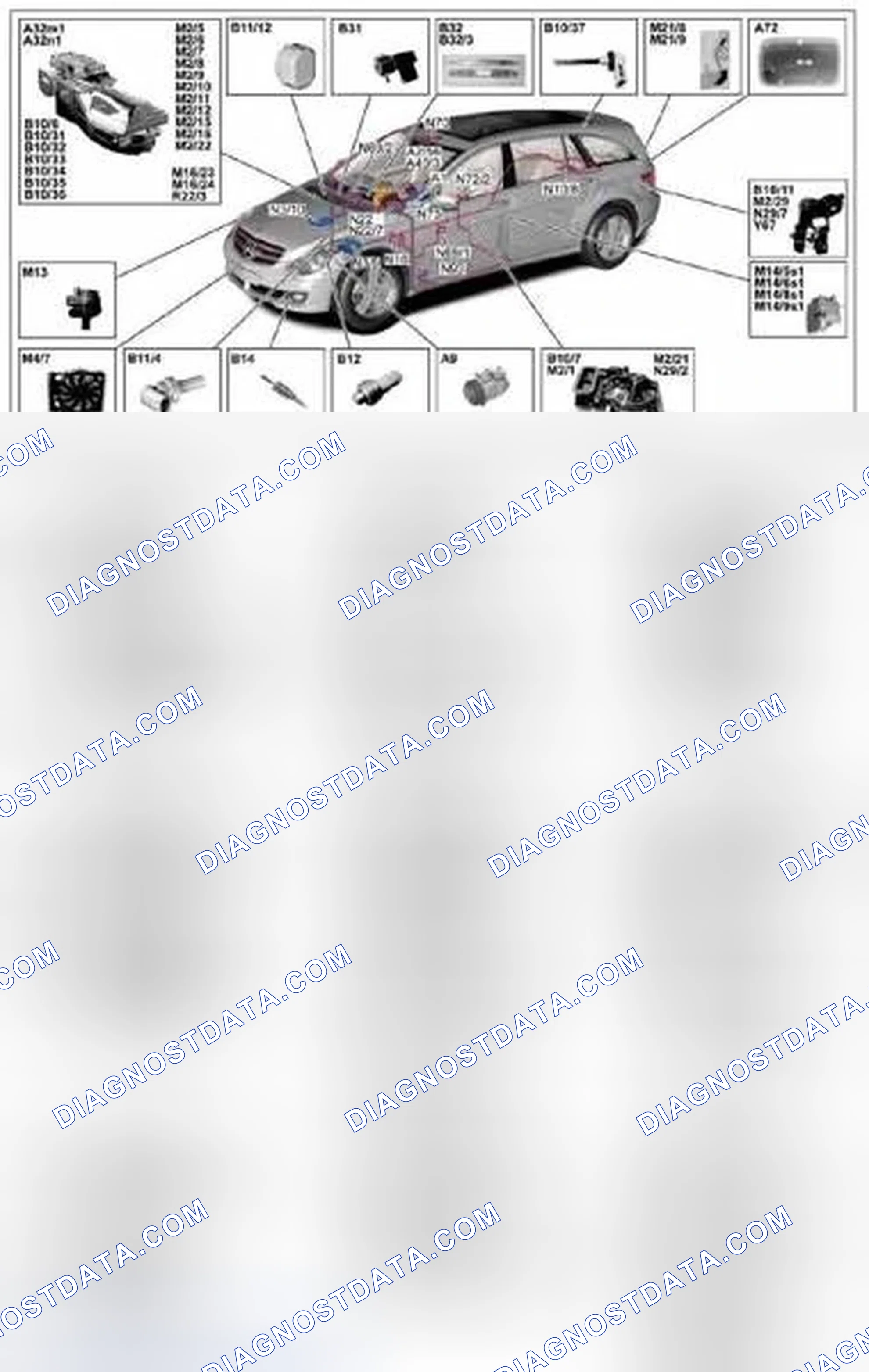 Scheme 208: Automatic air conditioning, location of components - GF83.40-P-0005-01GM