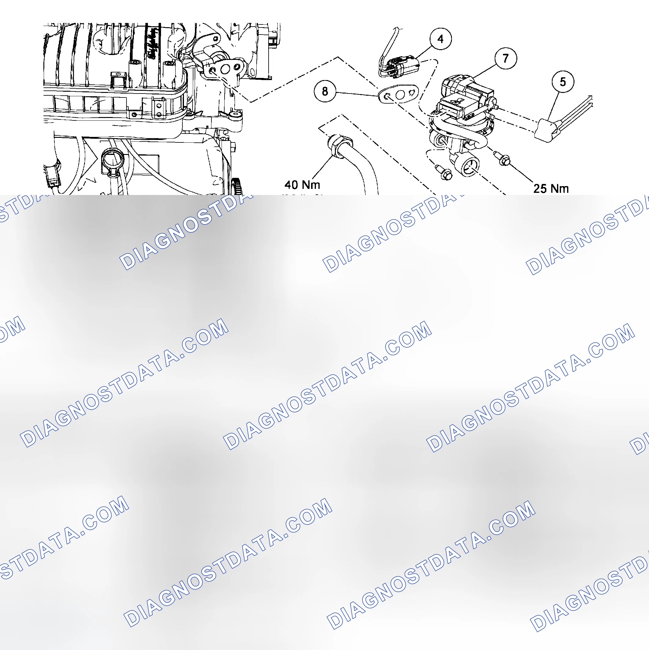 Scheme 3: Exhaust Gas Recirculation (EGR) System Components - Exploded View