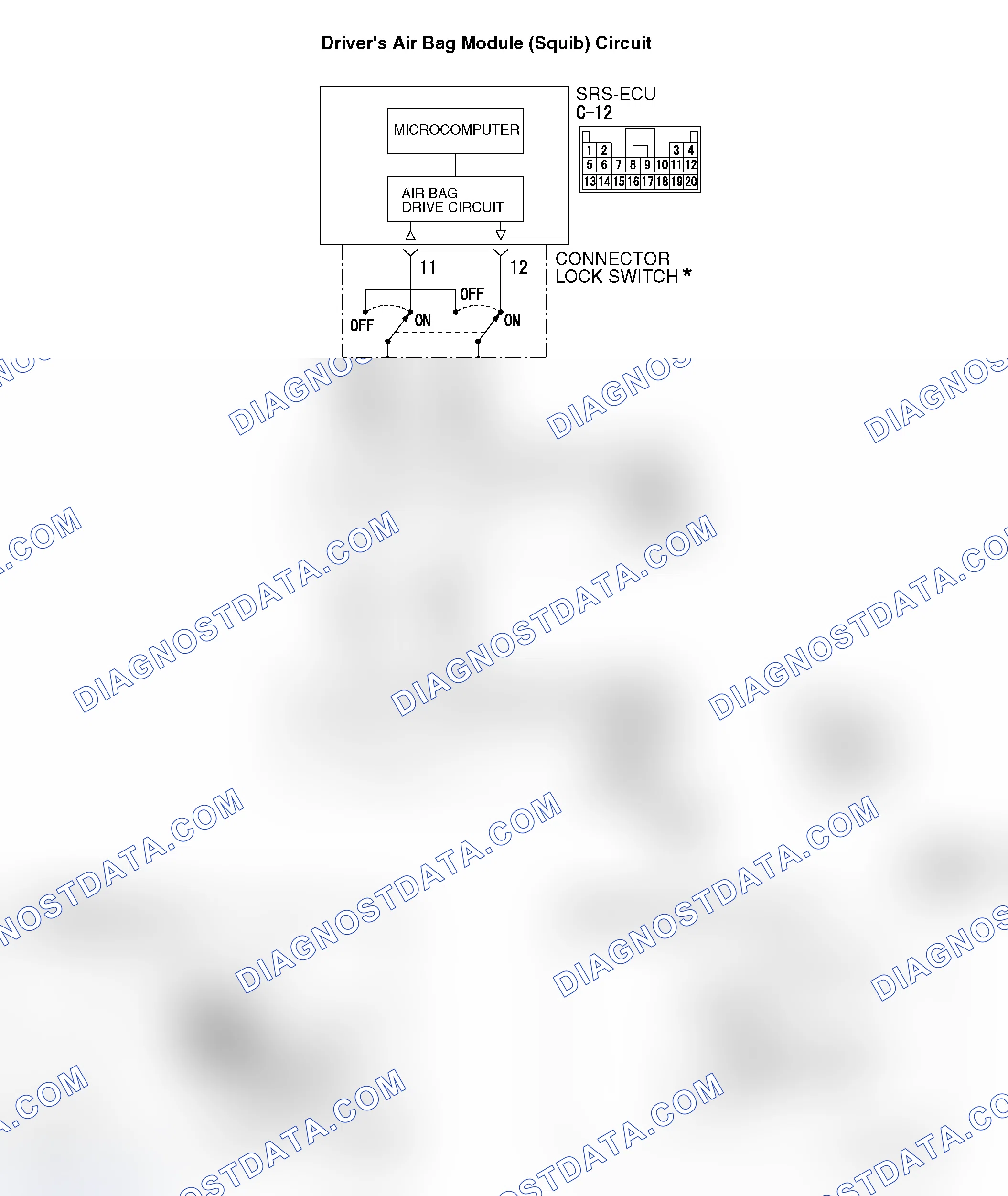 Scheme 375: DTC 22: Driver's Air Bag Module (Squib) System Fault 2 (Open in the Squib Circuit)