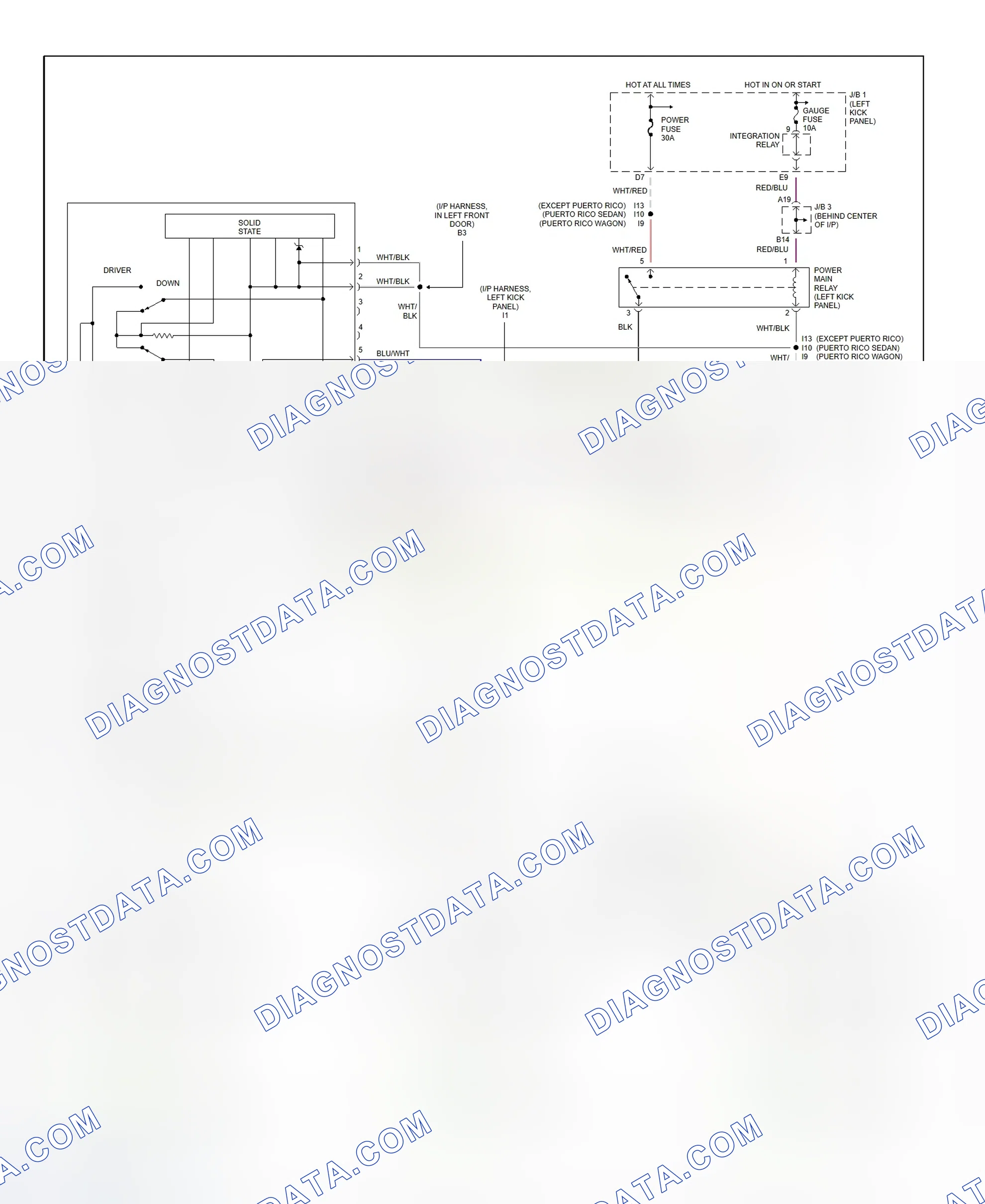Scheme 3: Power Window System Wiring Diagram (1995-96)