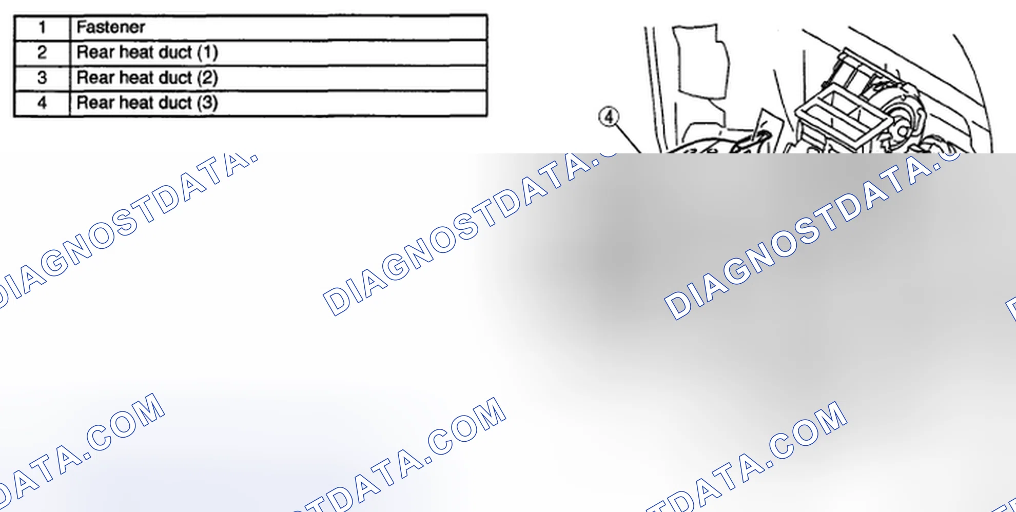 Scheme 123: REAR HEAT DUCT REMOVAL/INSTALLATION