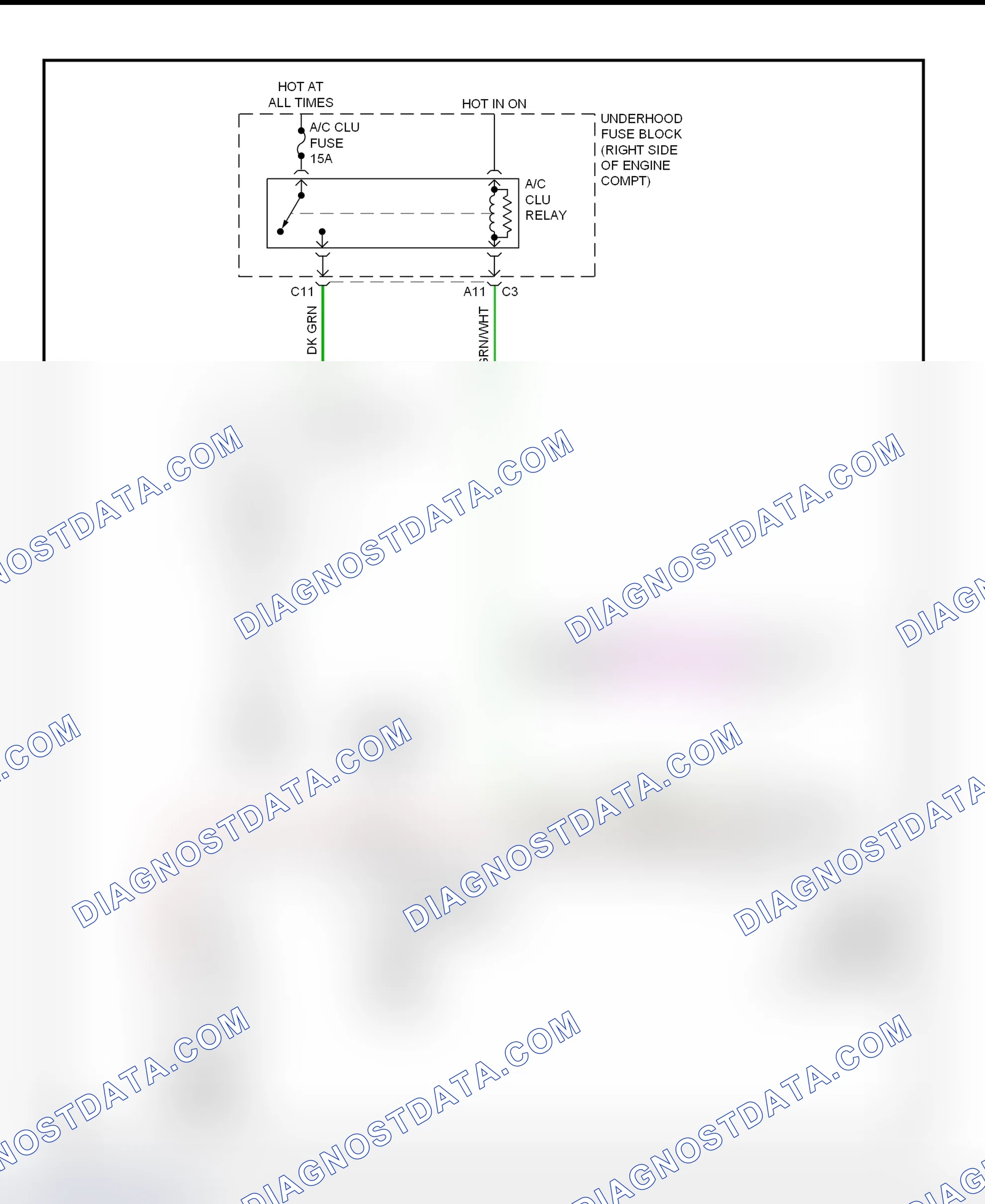 Scheme 38: A/C Compressor Clutch Control Circuit Wiring Diagram (2001 Aurora)