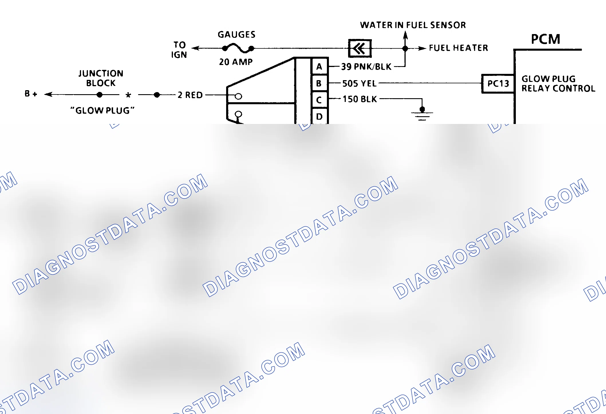 Scheme 192: DTC 29 Schematic ("C" & "K" Series) Glow Plug Relay Circuit Fault