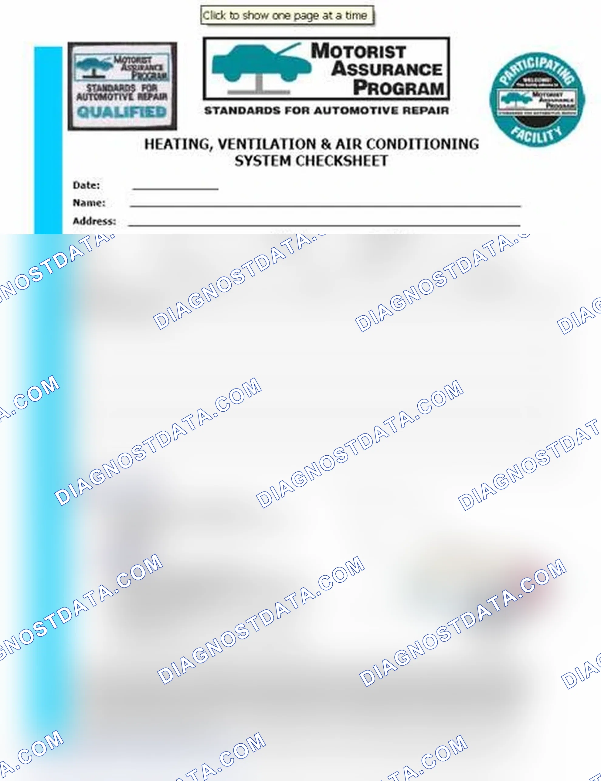 Scheme 15: Heating, Ventilation & Air Conditioning System Checksheet (1 Of 2)