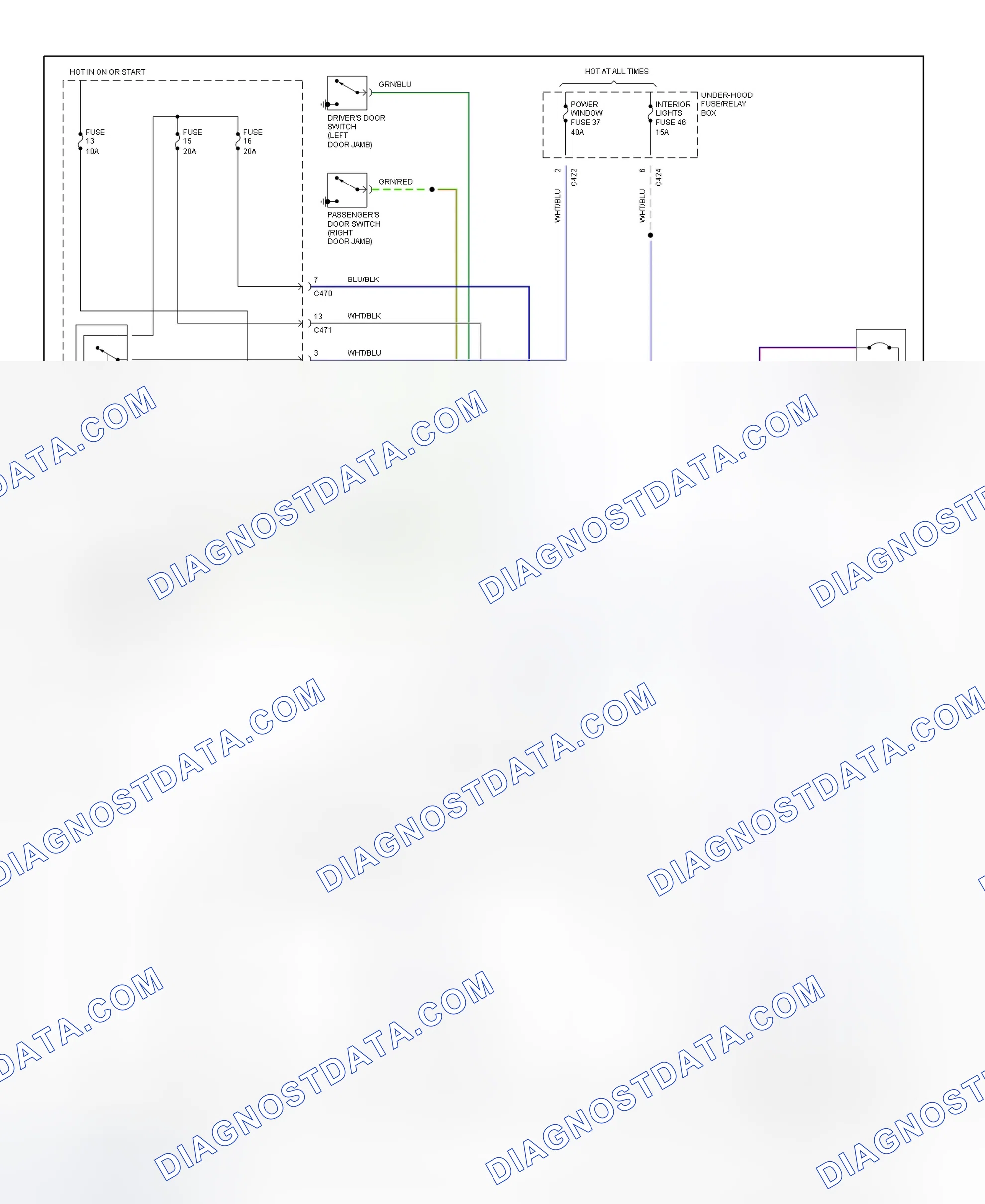 Fig. 6: Power Windows System Wiring Diagram (Prelude)