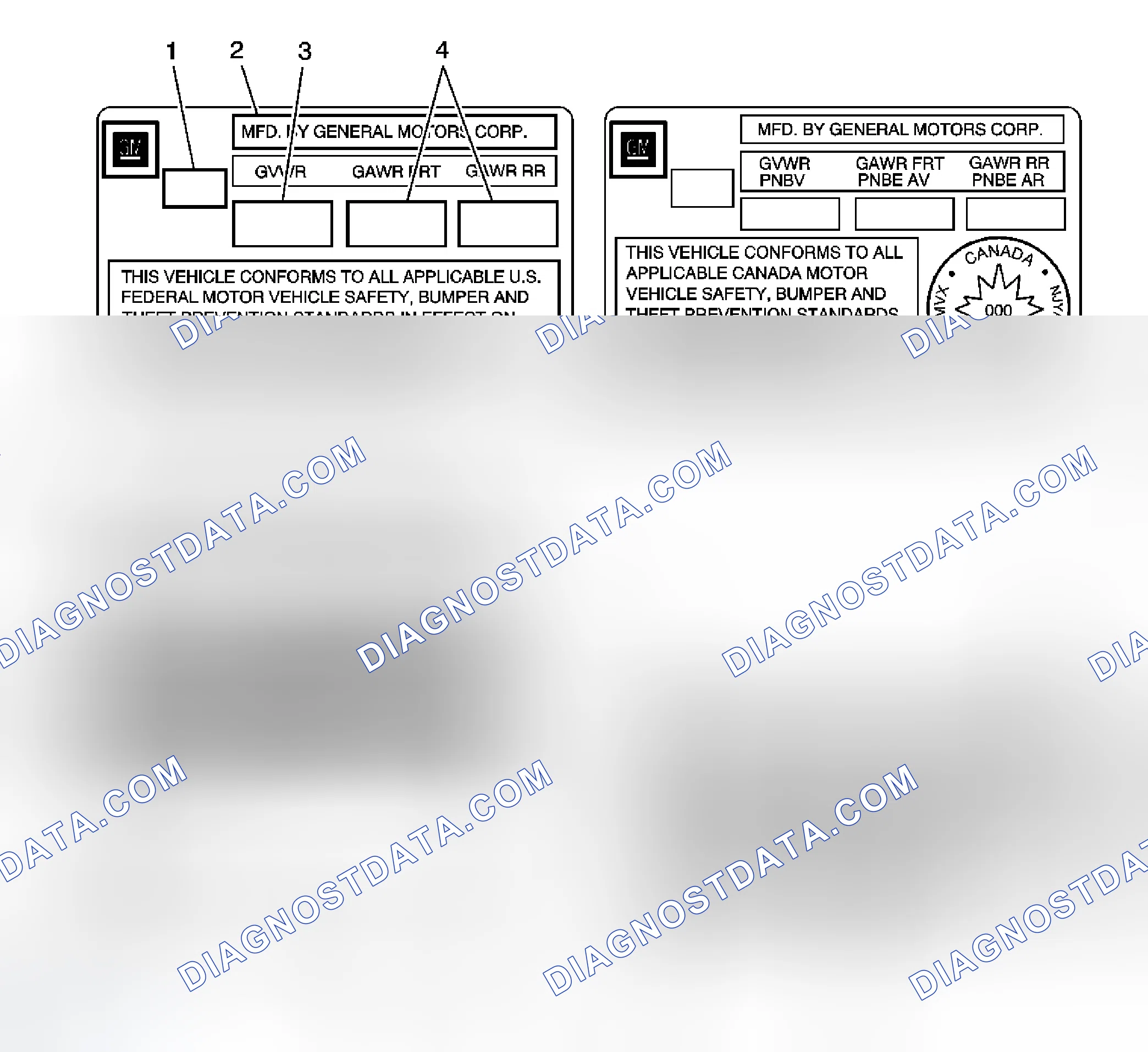 Scheme 2: Vehicle Certification, Tire Placard, Anti-Theft, and Service Parts ID Label